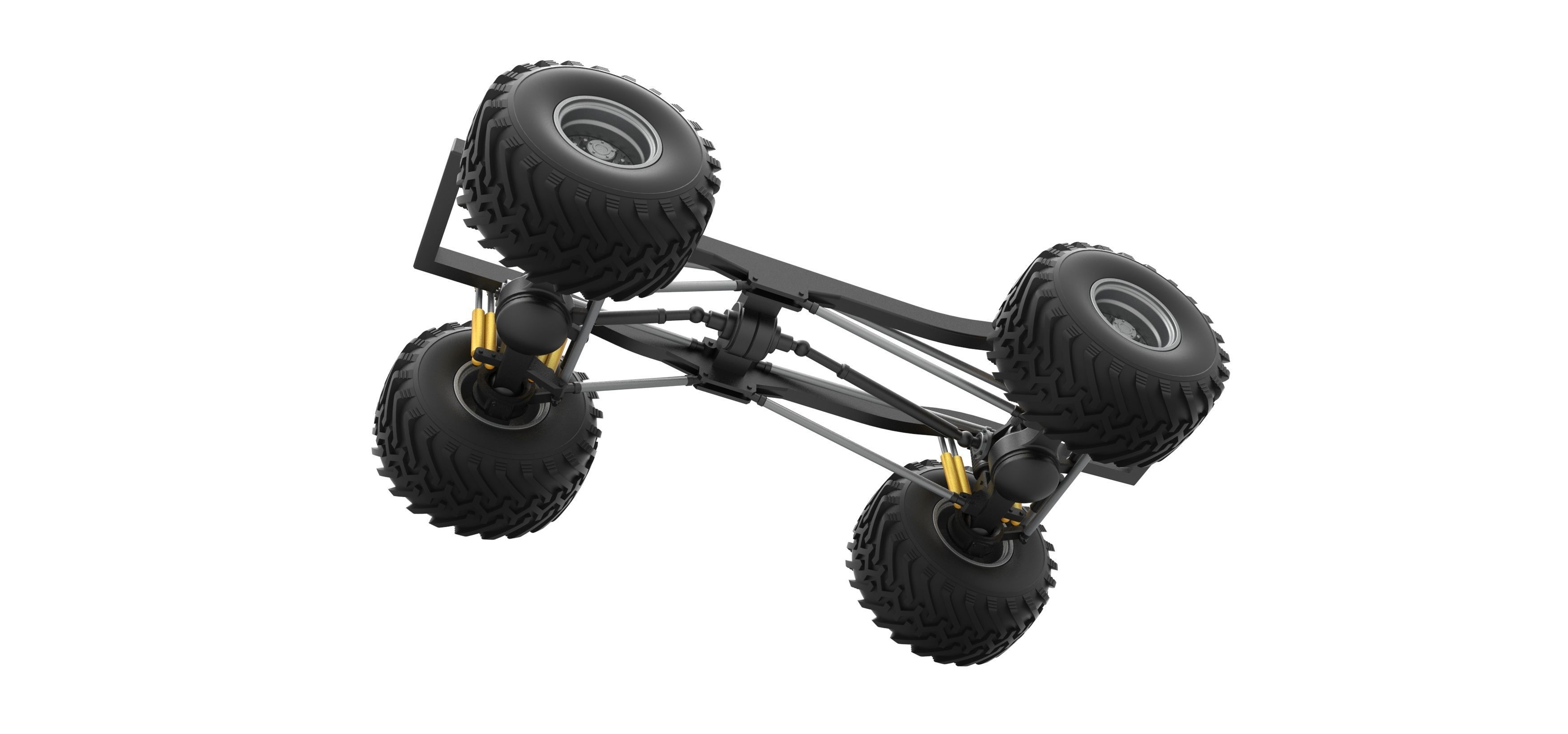 Chassis of vintage Ranger monster truck Scale 1 to 25 3D print model_2