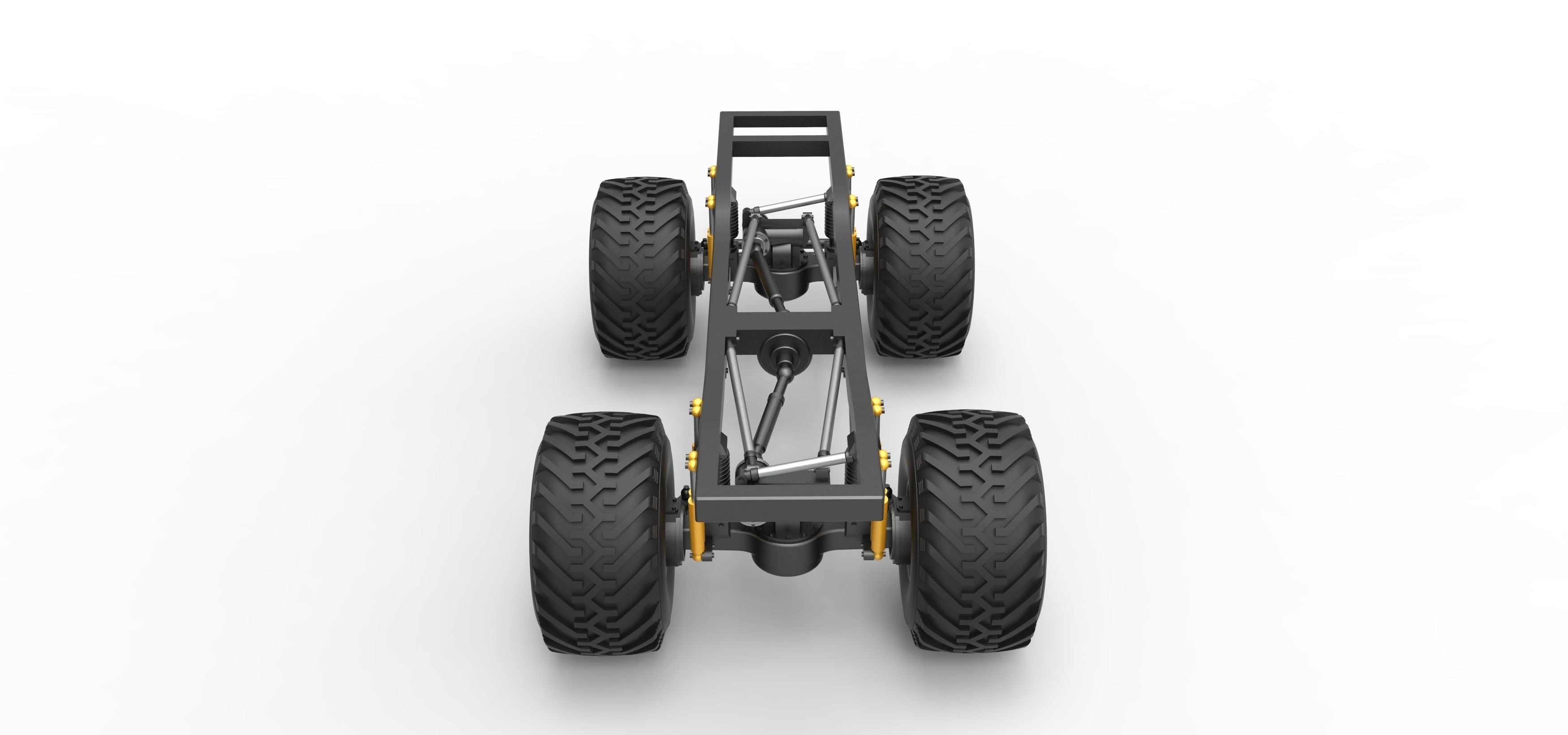 Chassis of vintage Ranger monster truck Scale 1 to 25 3D print model_6