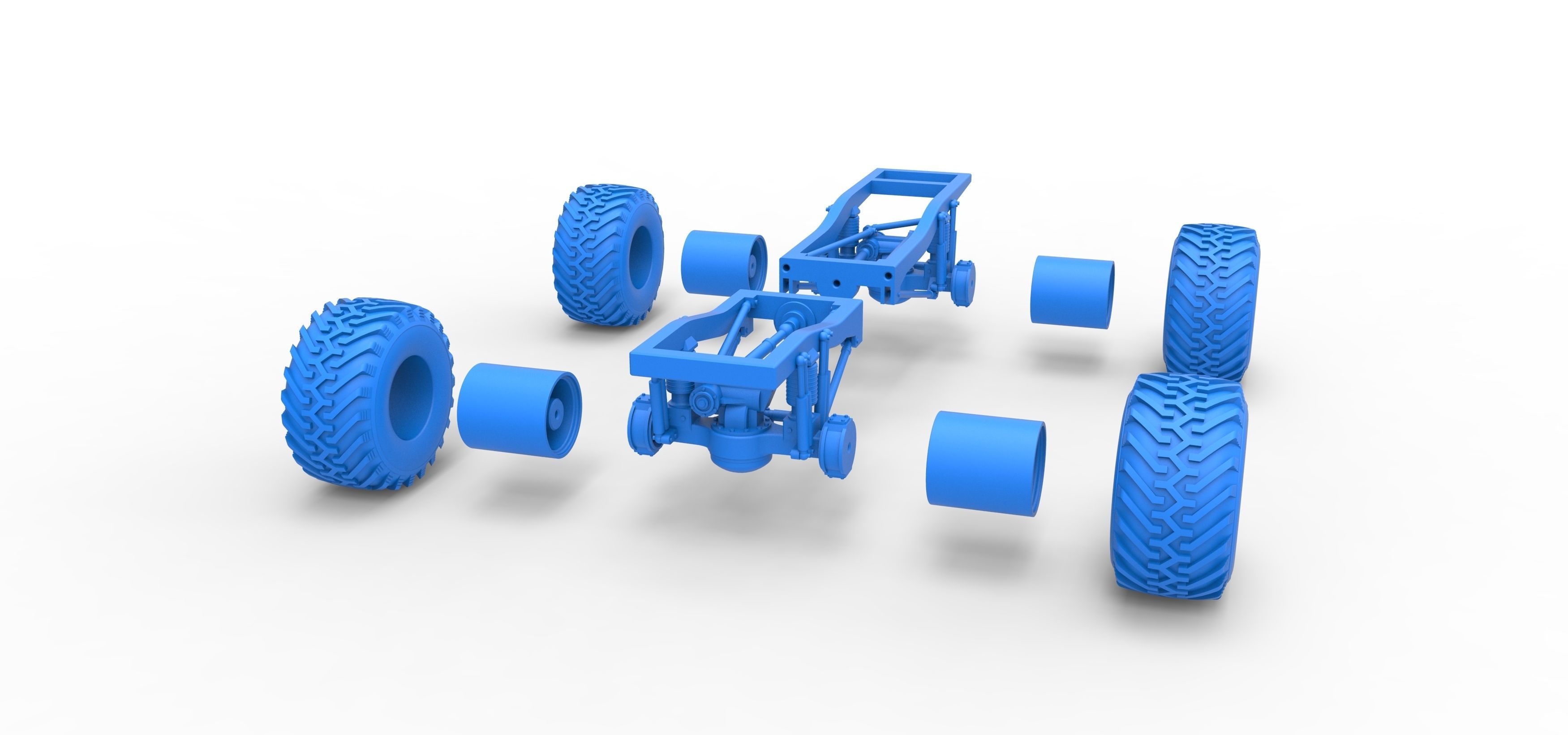 Chassis of vintage Ranger monster truck Scale 1 to 25 3D print model_30