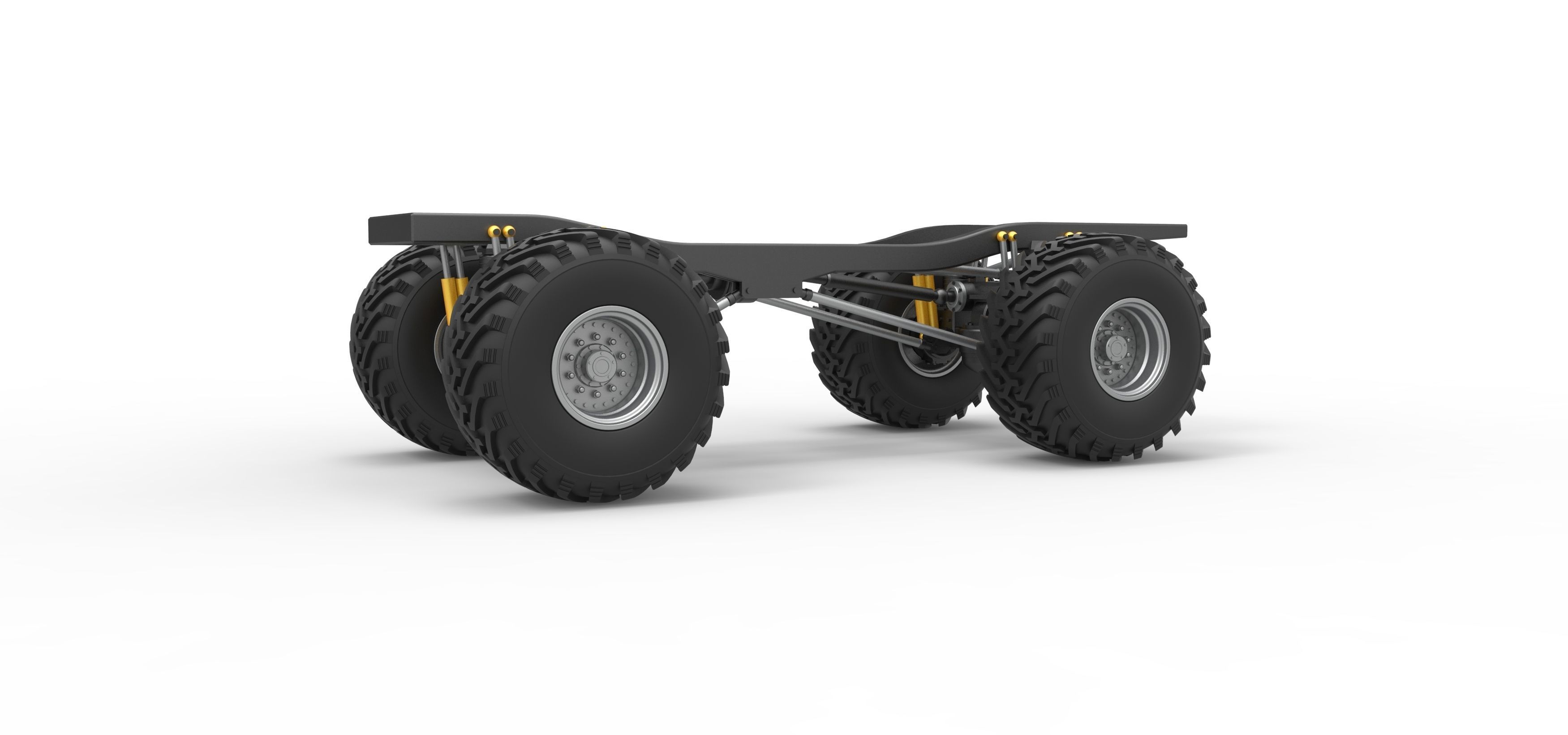 Chassis of vintage Ranger monster truck Scale 1 to 25 3D print model_1