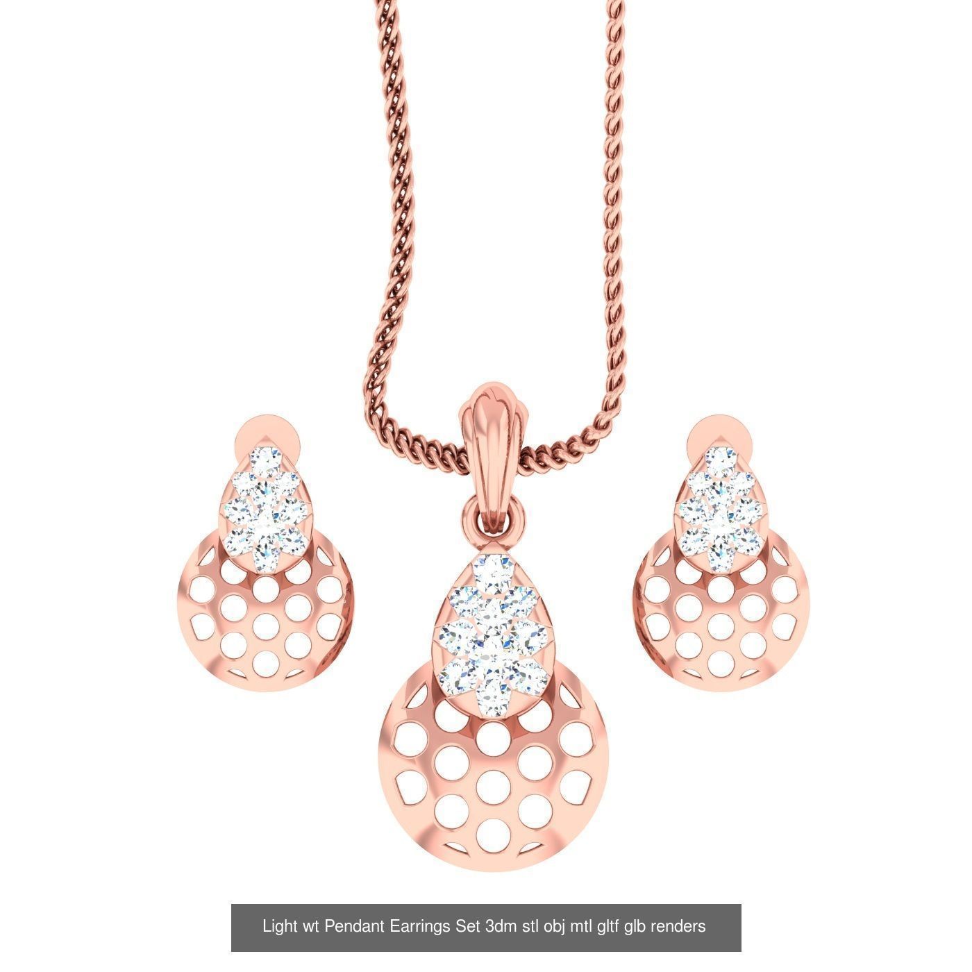 70 Light wt Pendant Earrings Set 3dm stl renders details  3D Model Collection_36