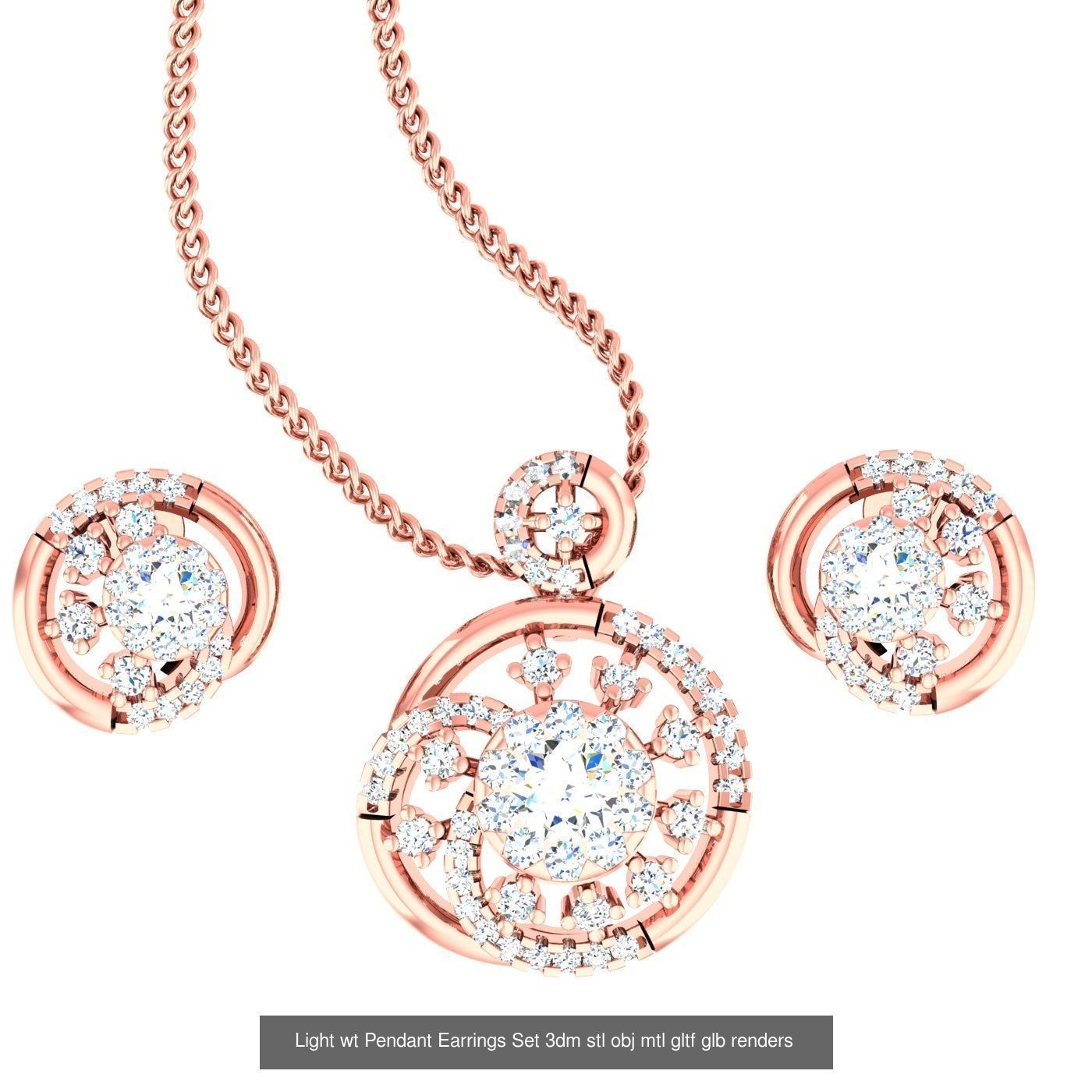 70 Light wt Pendant Earrings Set 3dm stl renders details  3D Model Collection_13