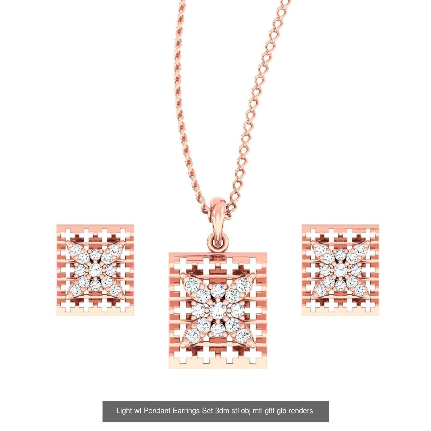 70 Light wt Pendant Earrings Set 3dm stl renders details  3D Model Collection_52