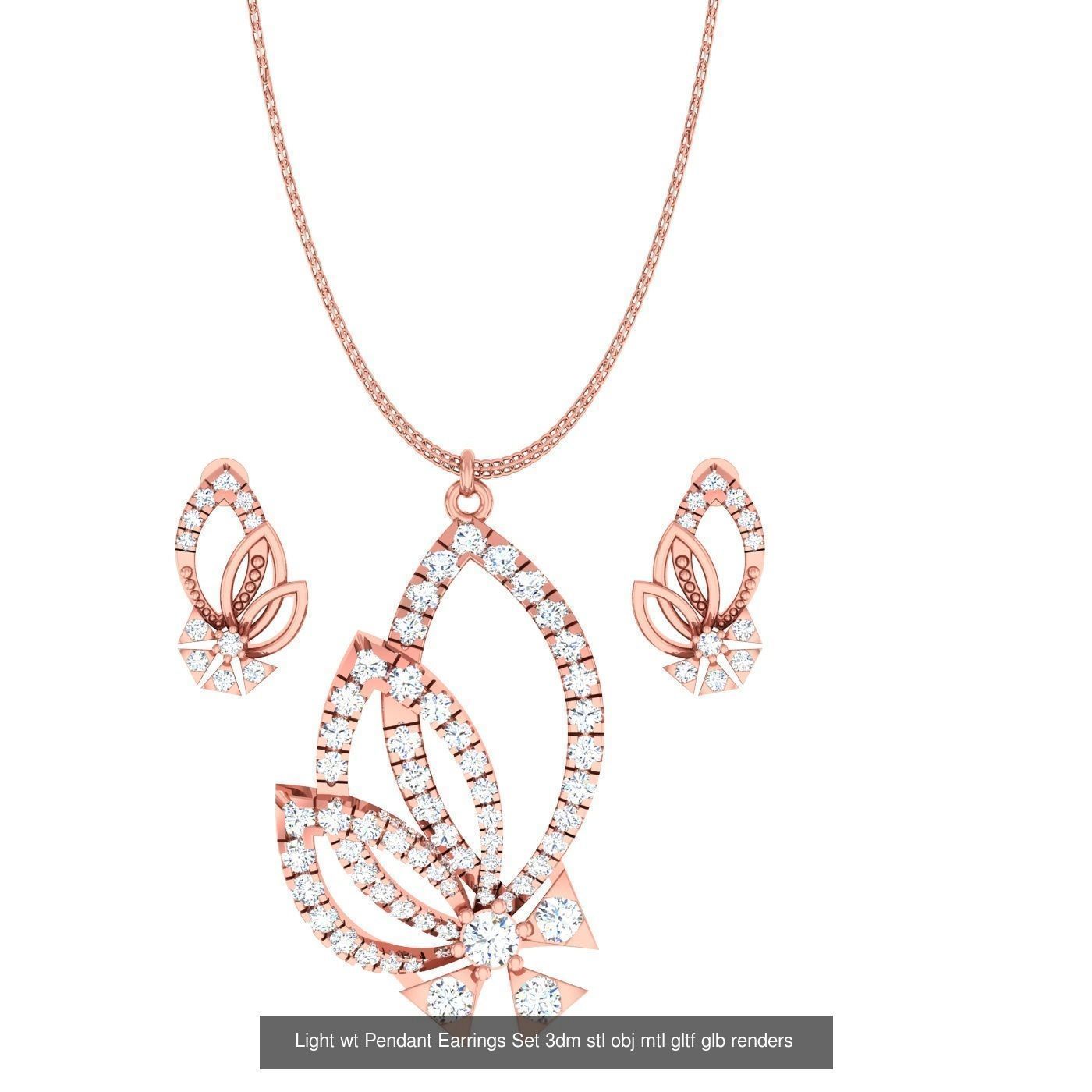 70 Light wt Pendant Earrings Set 3dm stl renders details  3D Model Collection_62