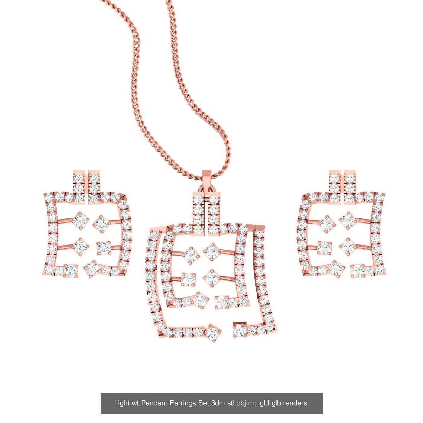 70 Light wt Pendant Earrings Set 3dm stl renders details  3D Model Collection_59