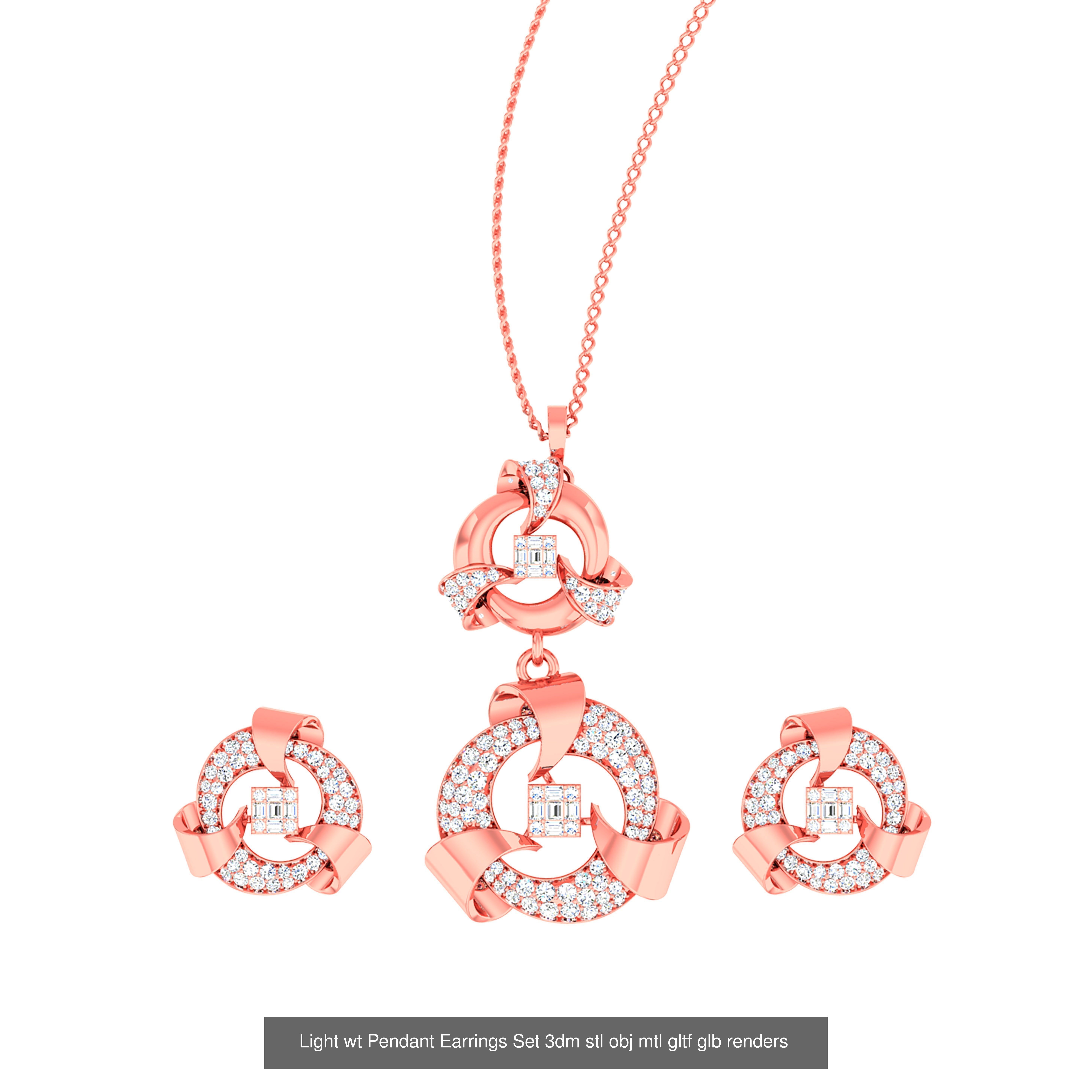 70 Light wt Pendant Earrings Set 3dm stl renders details  3D Model Collection_68