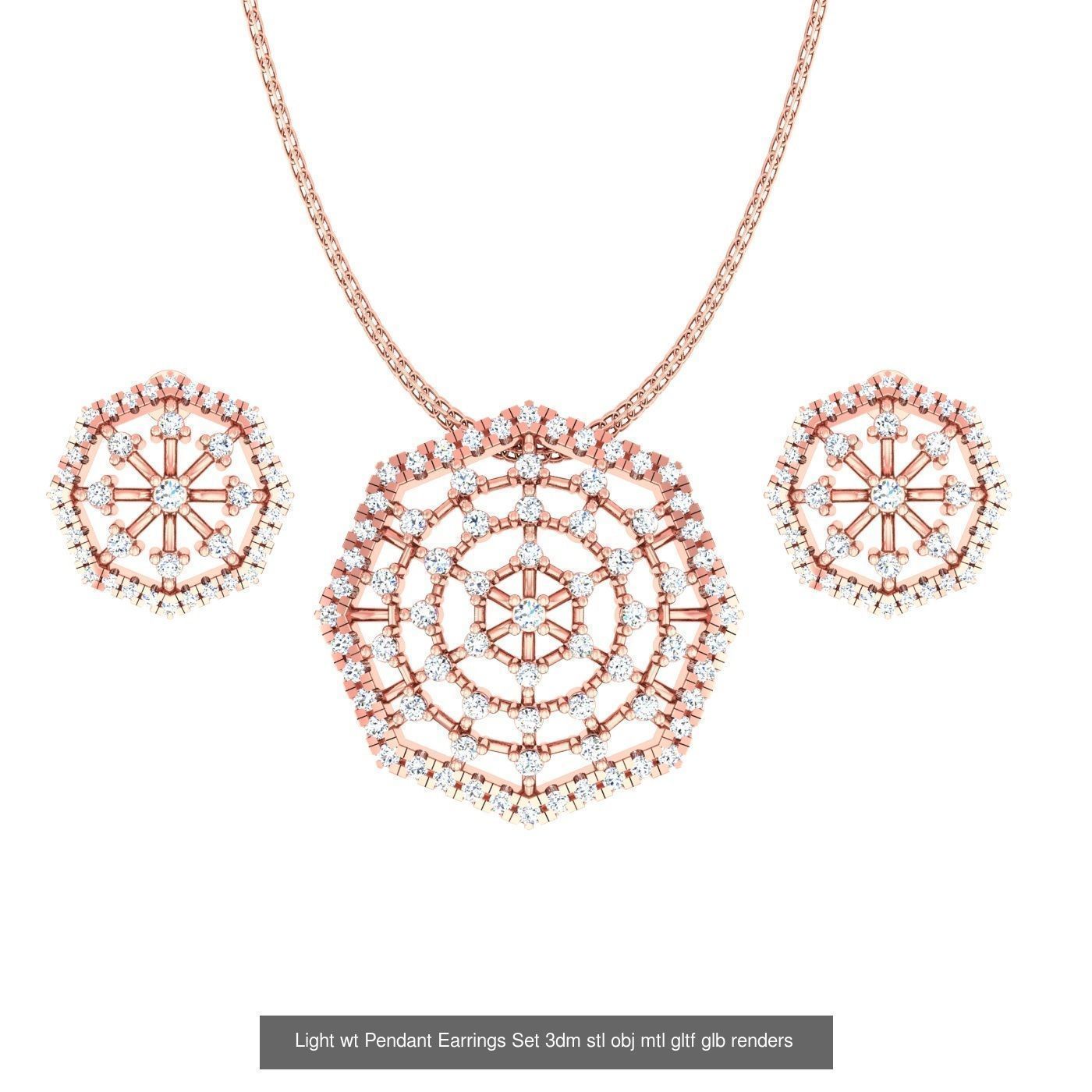 70 Light wt Pendant Earrings Set 3dm stl renders details  3D Model Collection_28