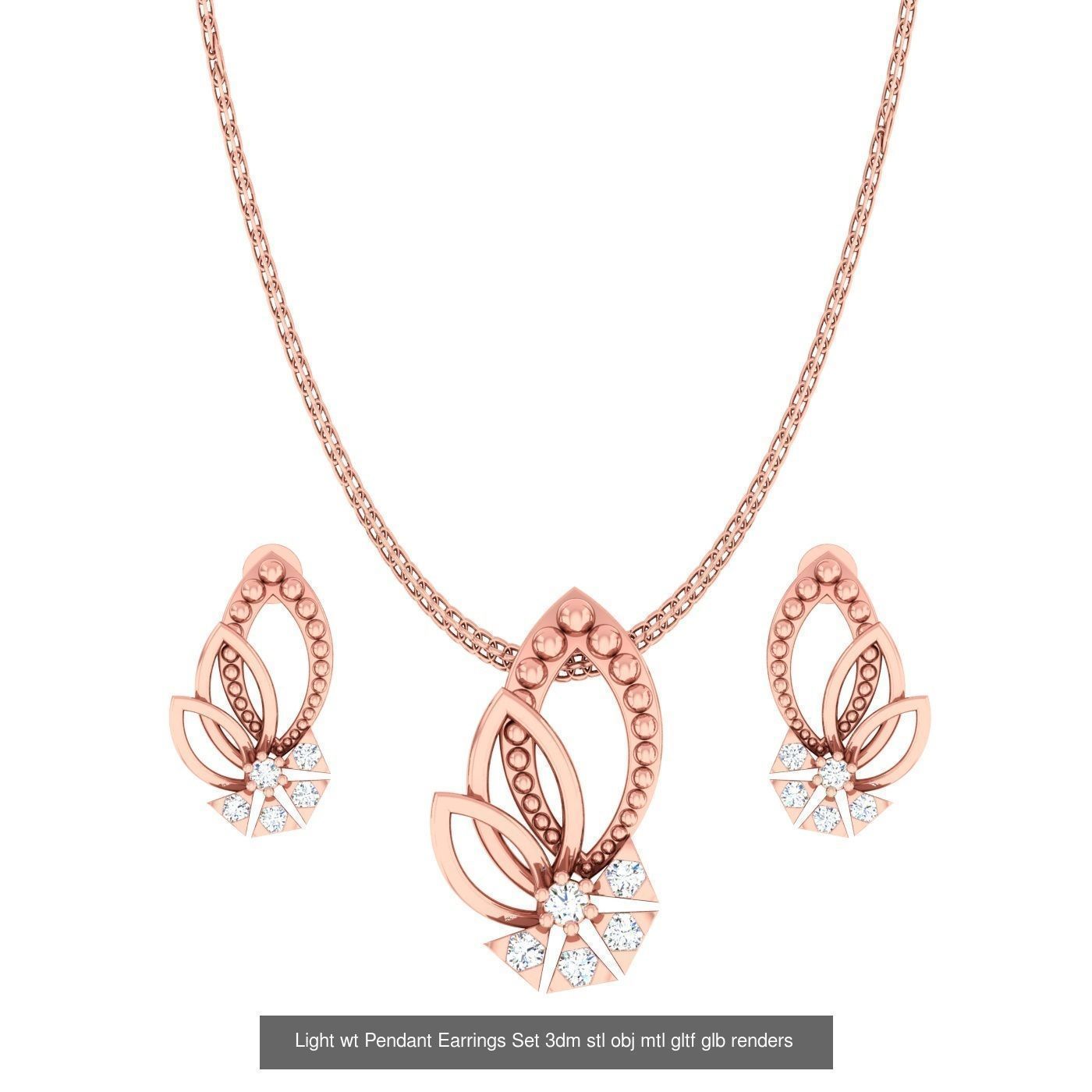 70 Light wt Pendant Earrings Set 3dm stl renders details  3D Model Collection_37