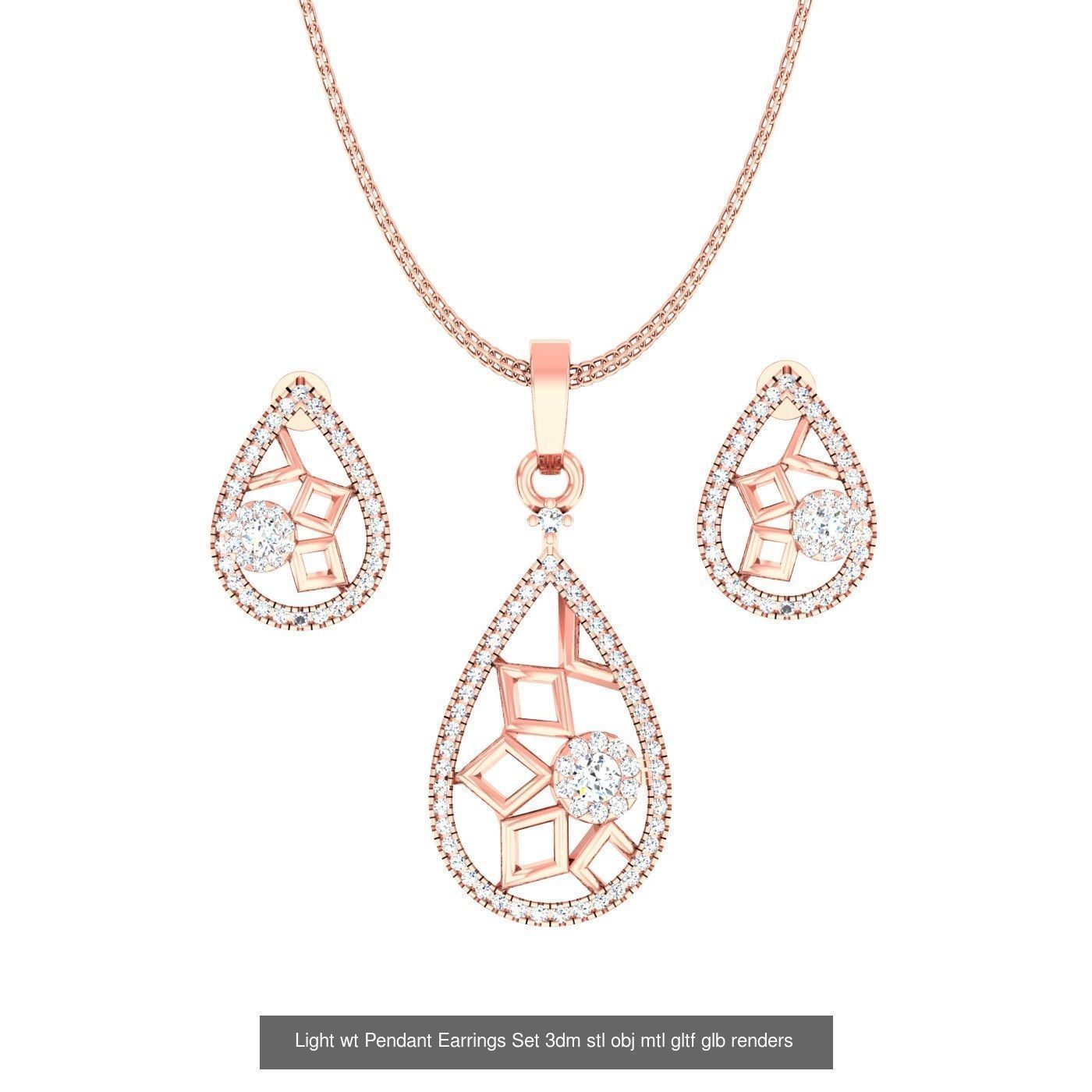 70 Light wt Pendant Earrings Set 3dm stl renders details  3D Model Collection_19