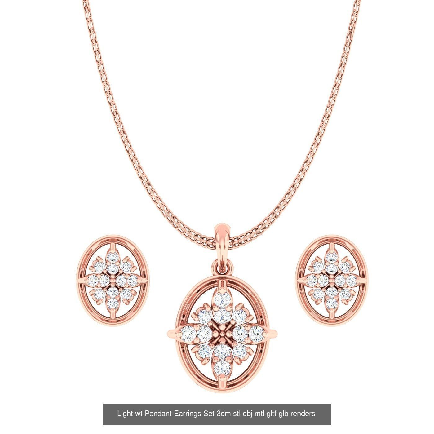 70 Light wt Pendant Earrings Set 3dm stl renders details  3D Model Collection_49