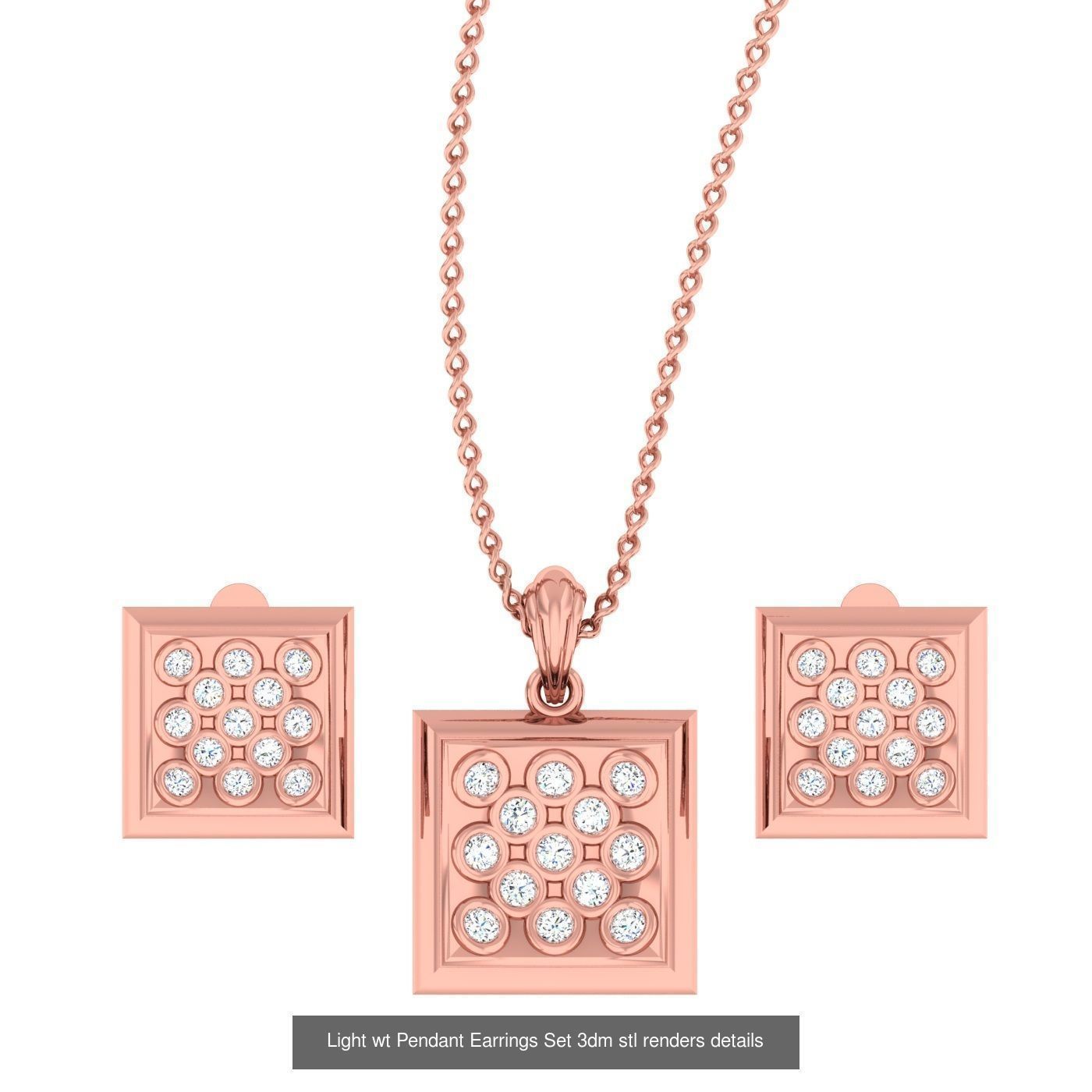 70 Light wt Pendant Earrings Set 3dm stl renders details  3D Model Collection_6