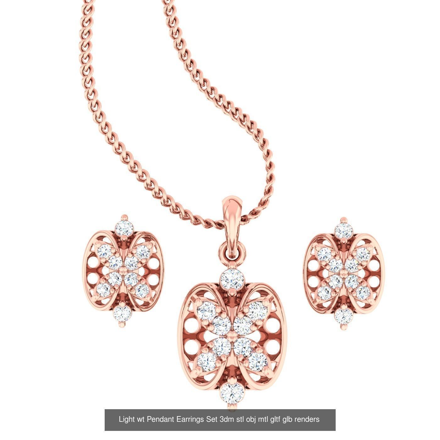 70 Light wt Pendant Earrings Set 3dm stl renders details  3D Model Collection_47