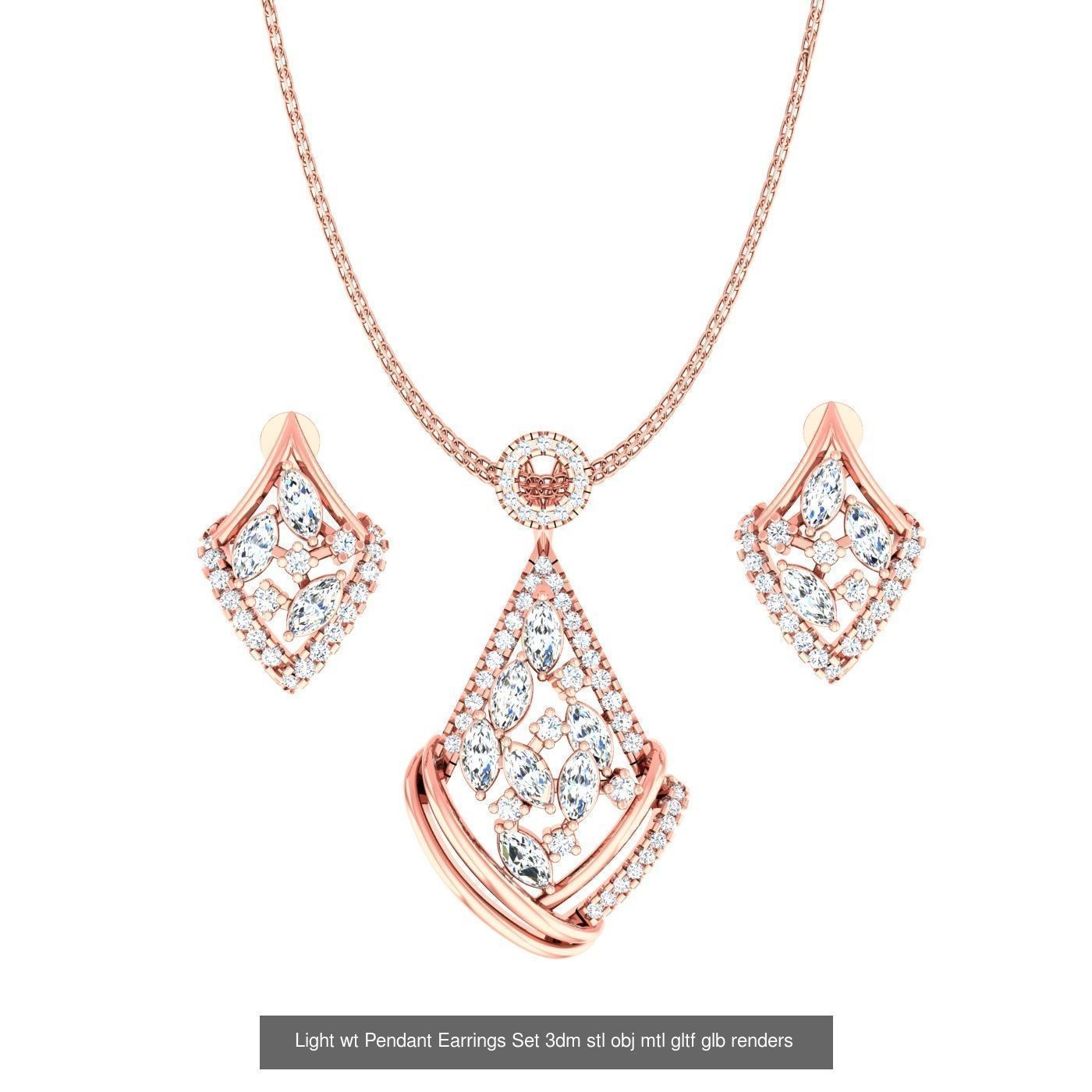 70 Light wt Pendant Earrings Set 3dm stl renders details  3D Model Collection_3