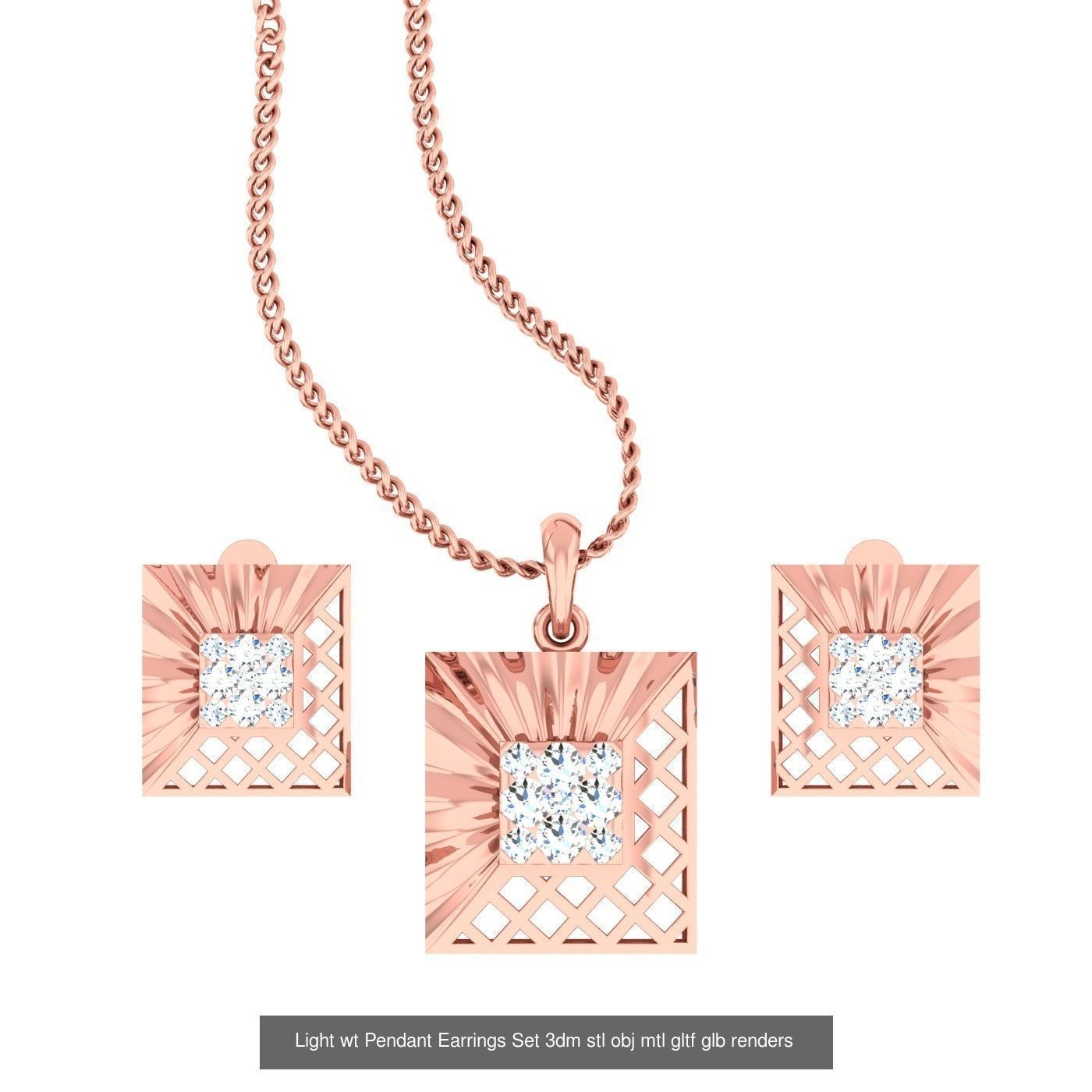70 Light wt Pendant Earrings Set 3dm stl renders details  3D Model Collection_54