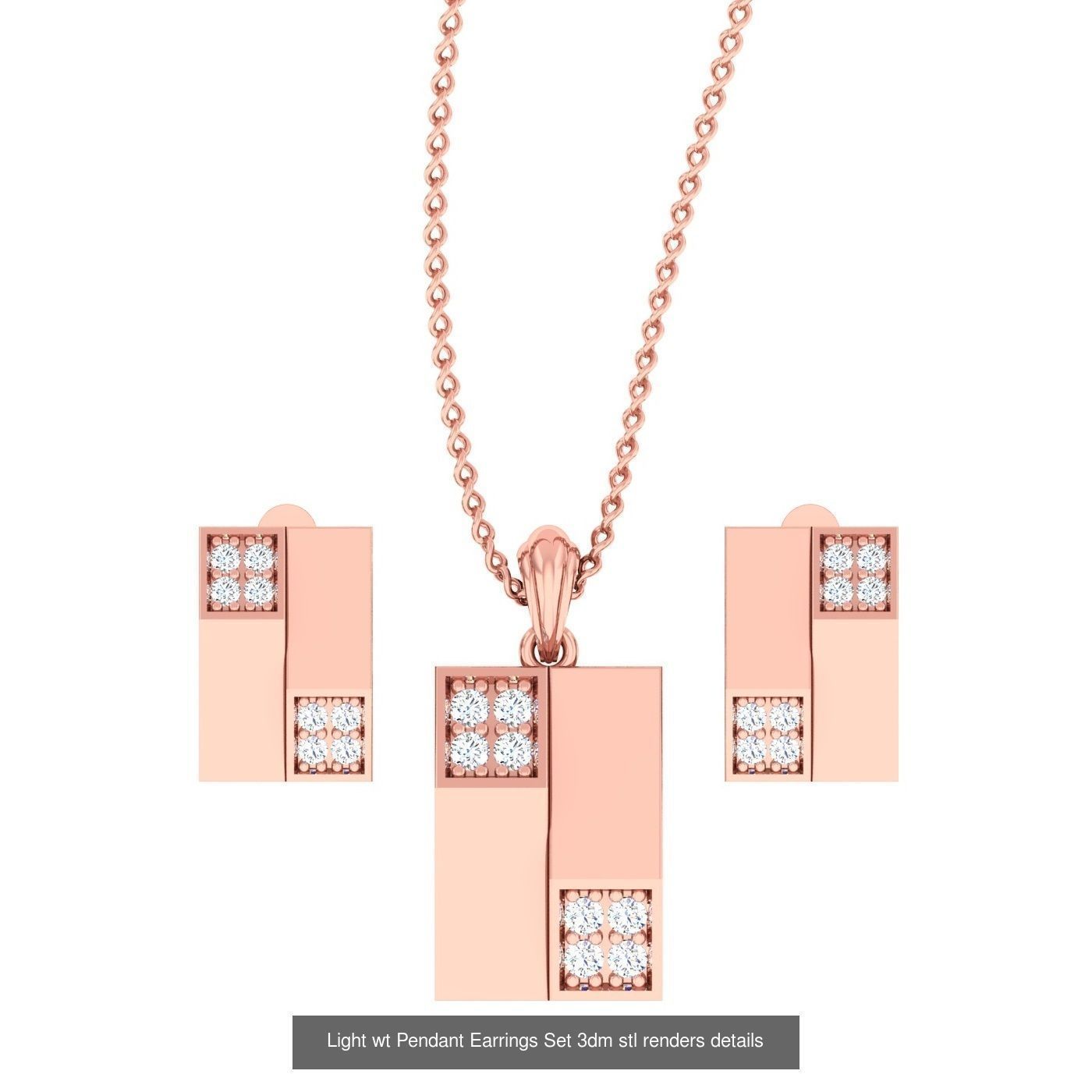 70 Light wt Pendant Earrings Set 3dm stl renders details  3D Model Collection_4