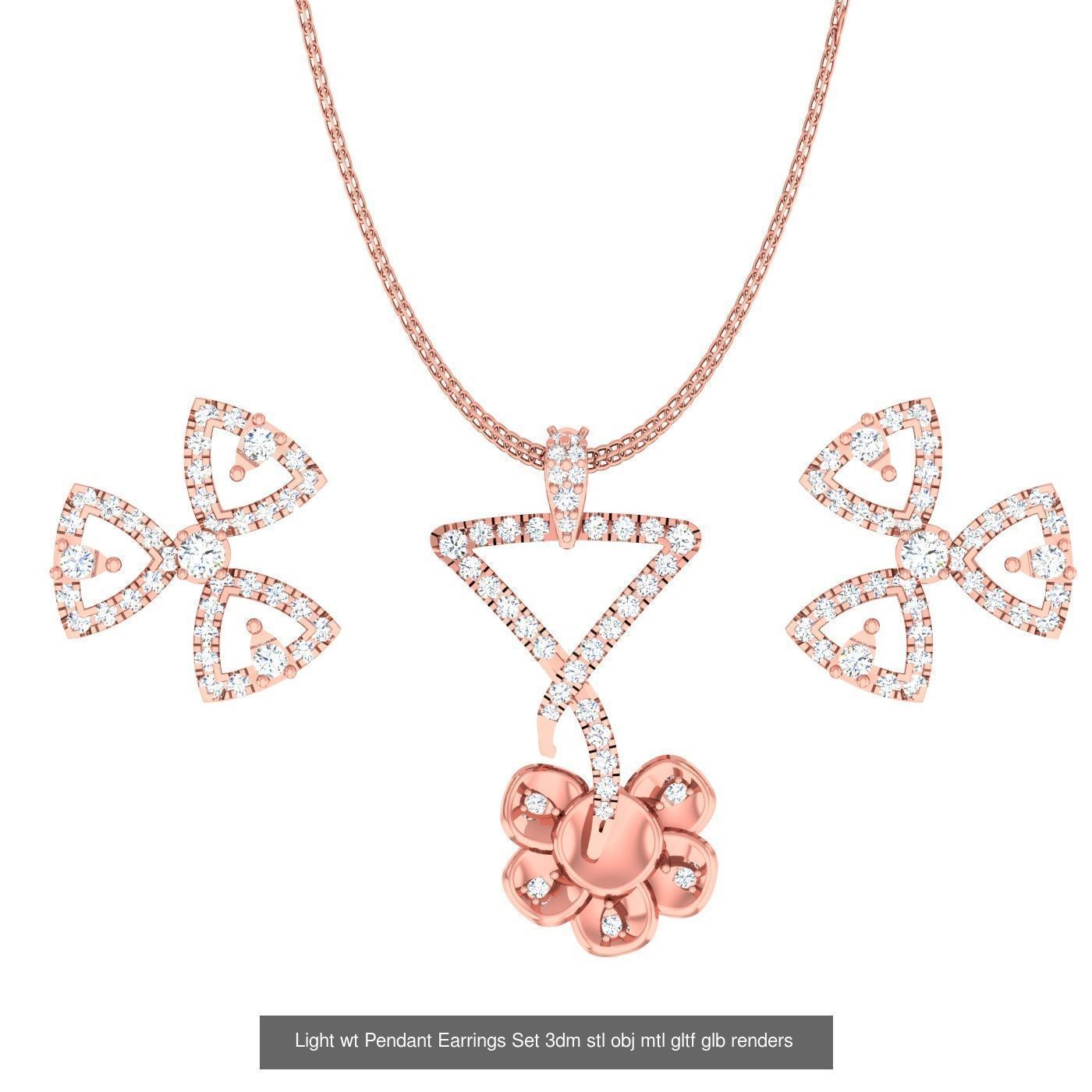 70 Light wt Pendant Earrings Set 3dm stl renders details  3D Model Collection_63