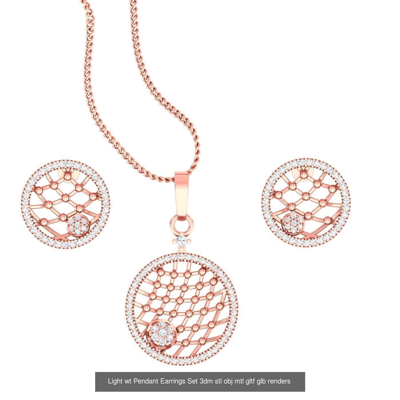 70 Light wt Pendant Earrings Set 3dm stl renders details  3D Model Collection_16