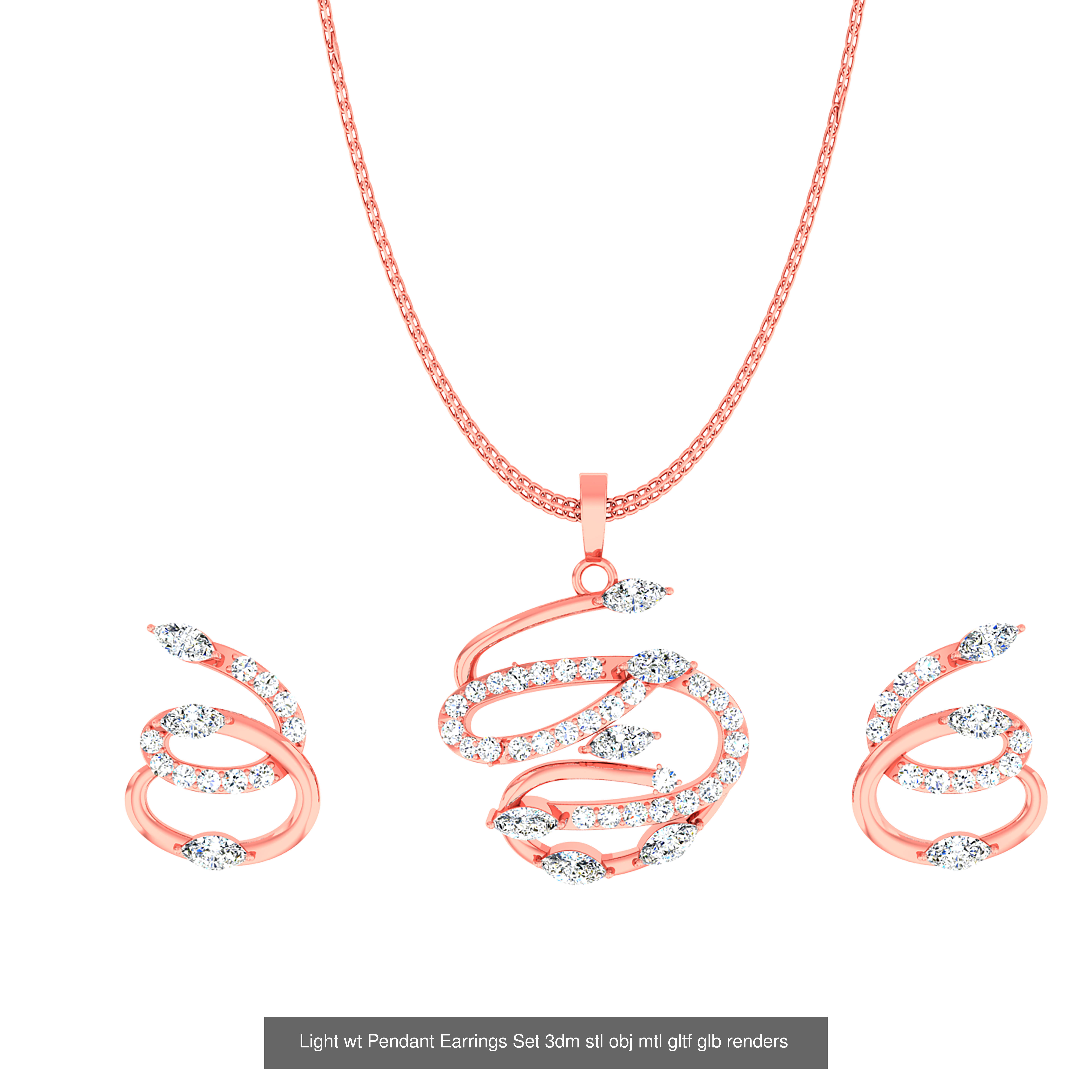 70 Light wt Pendant Earrings Set 3dm stl renders details  3D Model Collection_65