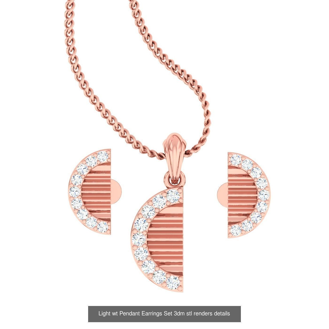 70 Light wt Pendant Earrings Set 3dm stl renders details  3D Model Collection_11