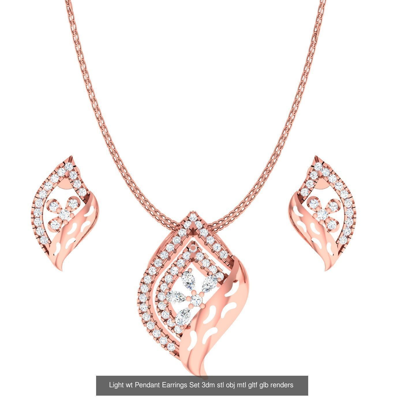 70 Light wt Pendant Earrings Set 3dm stl renders details  3D Model Collection_26