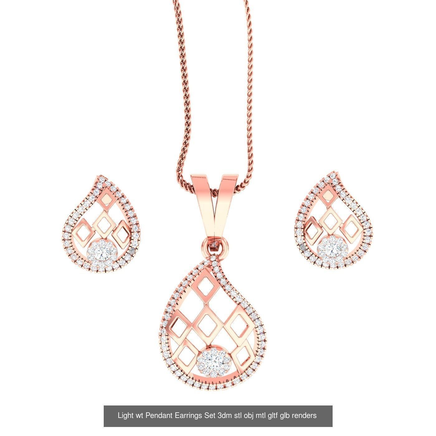 70 Light wt Pendant Earrings Set 3dm stl renders details  3D Model Collection_22