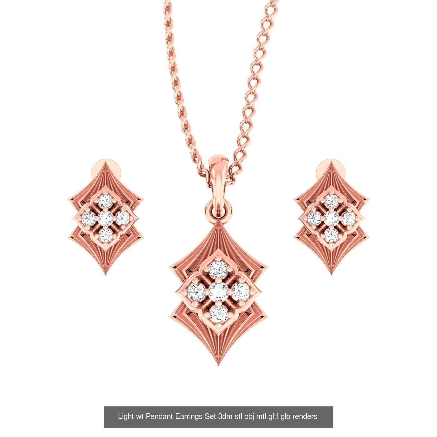 70 Light wt Pendant Earrings Set 3dm stl renders details  3D Model Collection_56