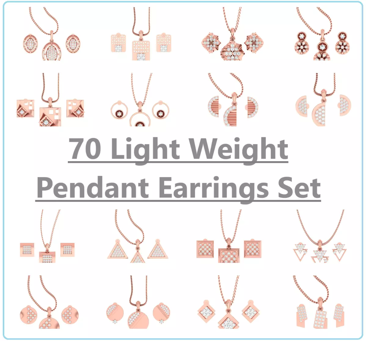 70 Light wt Pendant Earrings Set 3dm stl renders details  3D Model Collection_0