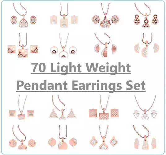 70 Light wt Pendant Earrings Set 3dm stl renders details  3D Model Collection