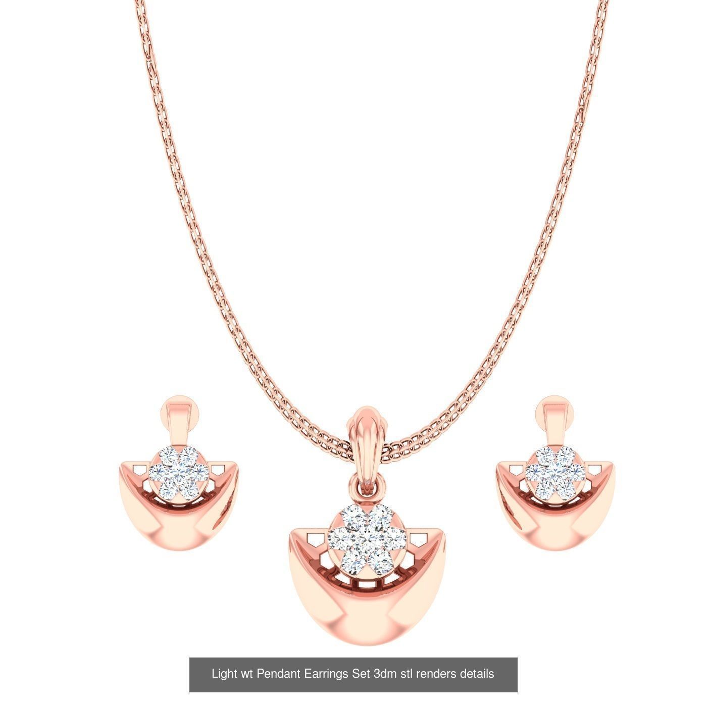 70 Light wt Pendant Earrings Set 3dm stl renders details  3D Model Collection_32