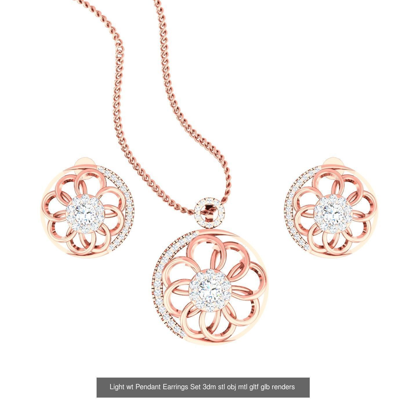 70 Light wt Pendant Earrings Set 3dm stl renders details  3D Model Collection_24