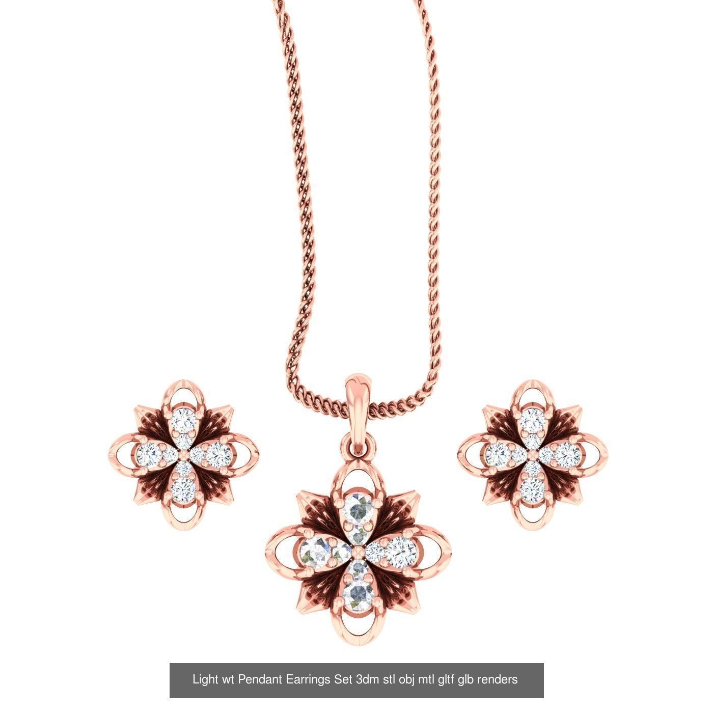 70 Light wt Pendant Earrings Set 3dm stl renders details  3D Model Collection_44