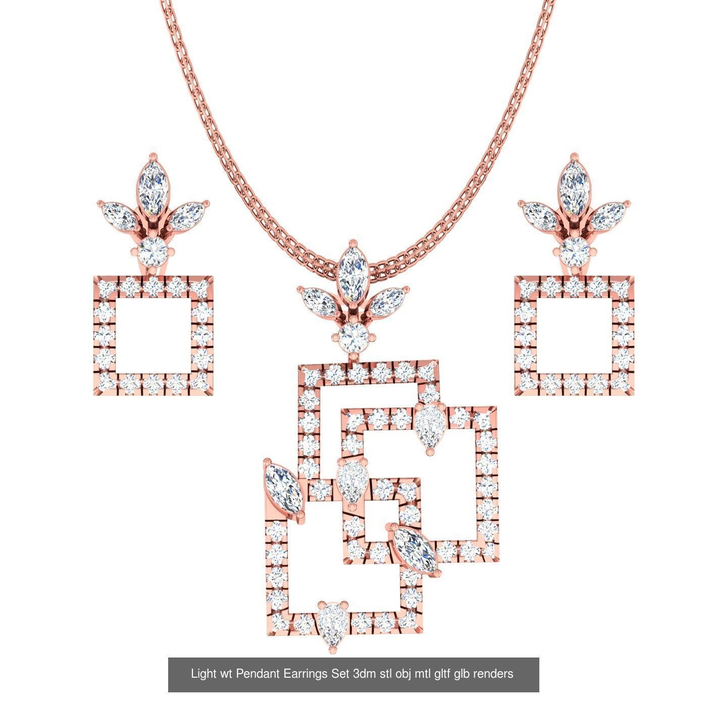 70 Light wt Pendant Earrings Set 3dm stl renders details  3D Model Collection_58