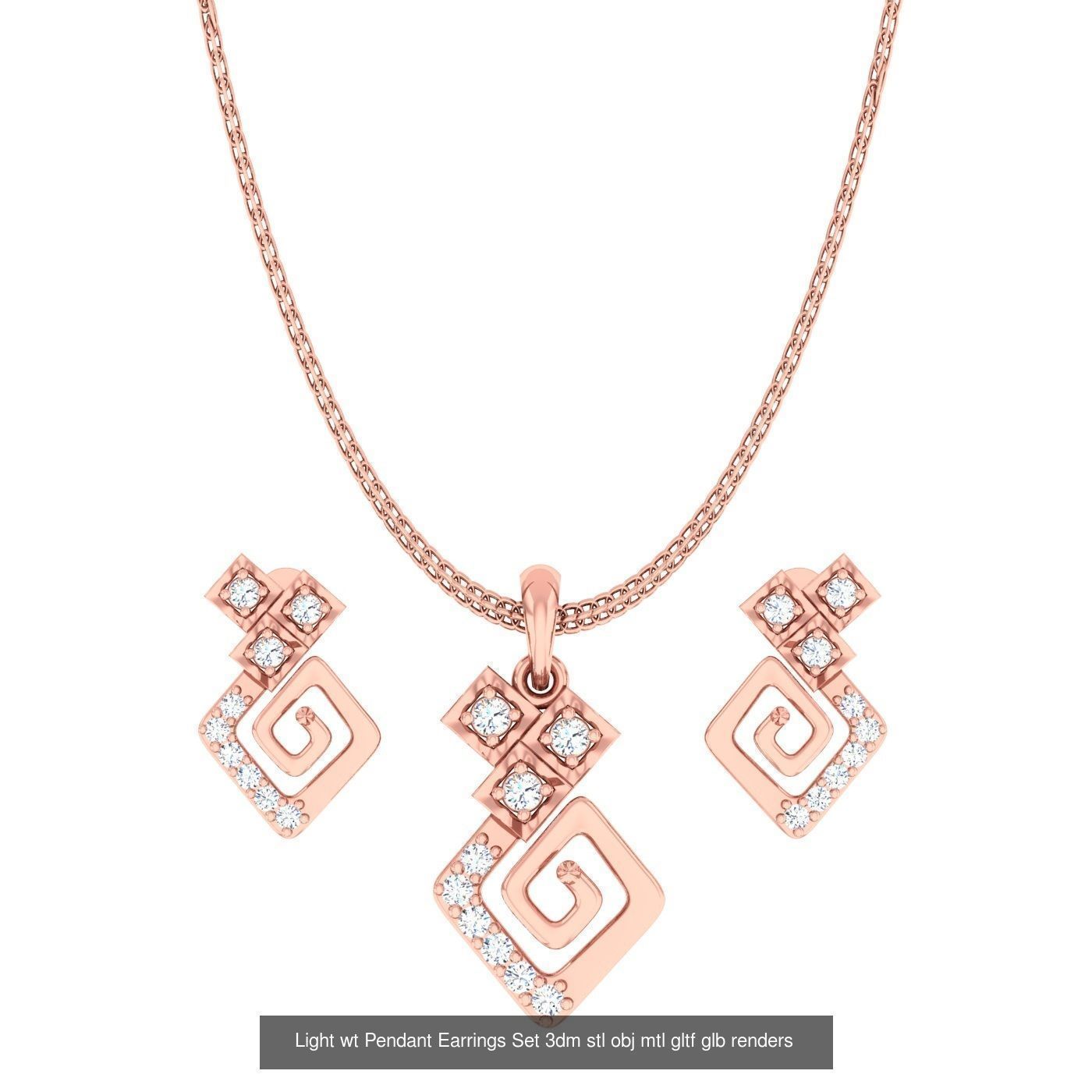 70 Light wt Pendant Earrings Set 3dm stl renders details  3D Model Collection_40