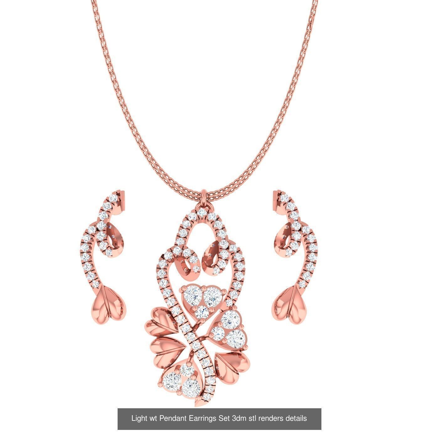 70 Light wt Pendant Earrings Set 3dm stl renders details  3D Model Collection_60