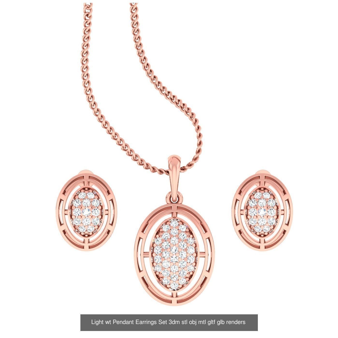 70 Light wt Pendant Earrings Set 3dm stl renders details  3D Model Collection_30