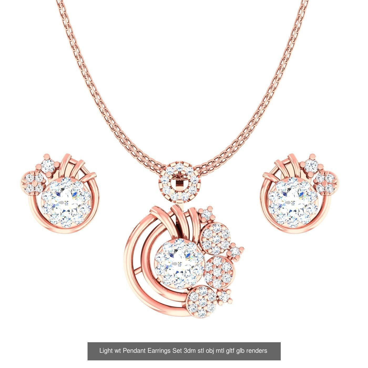 70 Light wt Pendant Earrings Set 3dm stl renders details  3D Model Collection_8