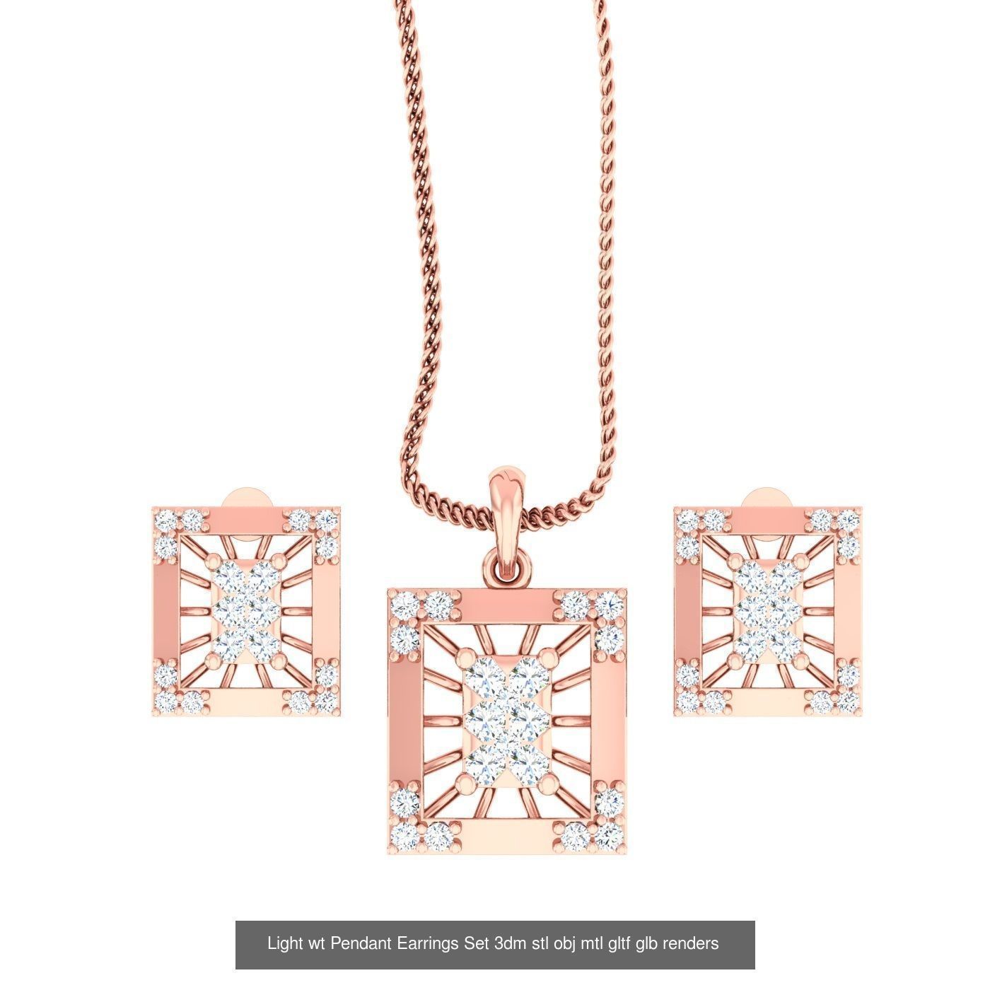 70 Light wt Pendant Earrings Set 3dm stl renders details  3D Model Collection_48