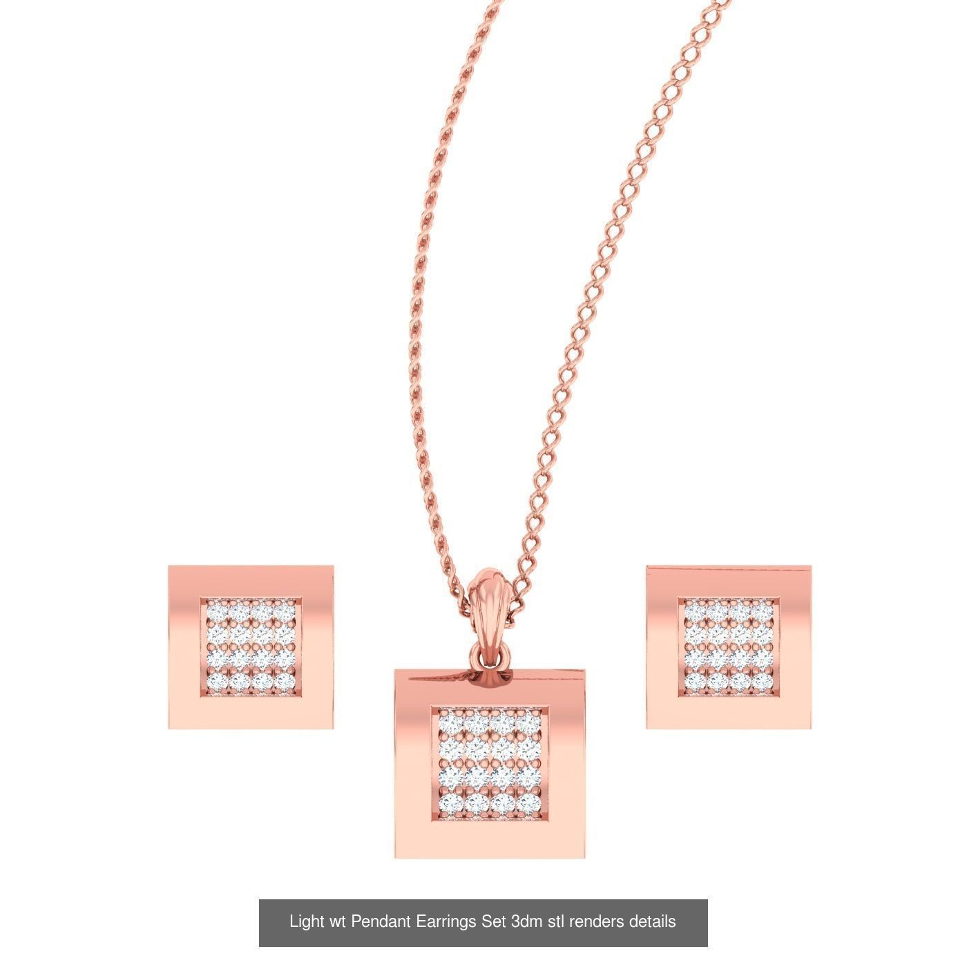 70 Light wt Pendant Earrings Set 3dm stl renders details  3D Model Collection_20