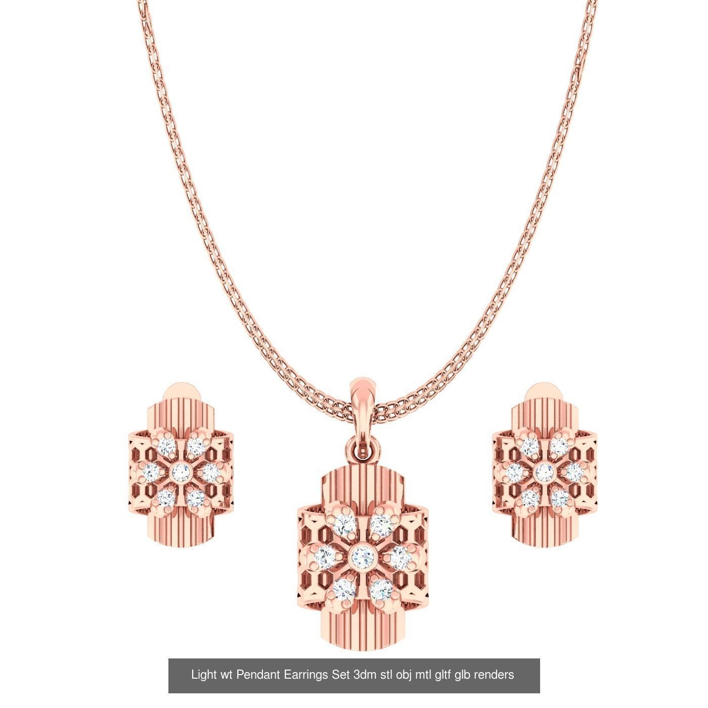 70 Light wt Pendant Earrings Set 3dm stl renders details  3D Model Collection_46