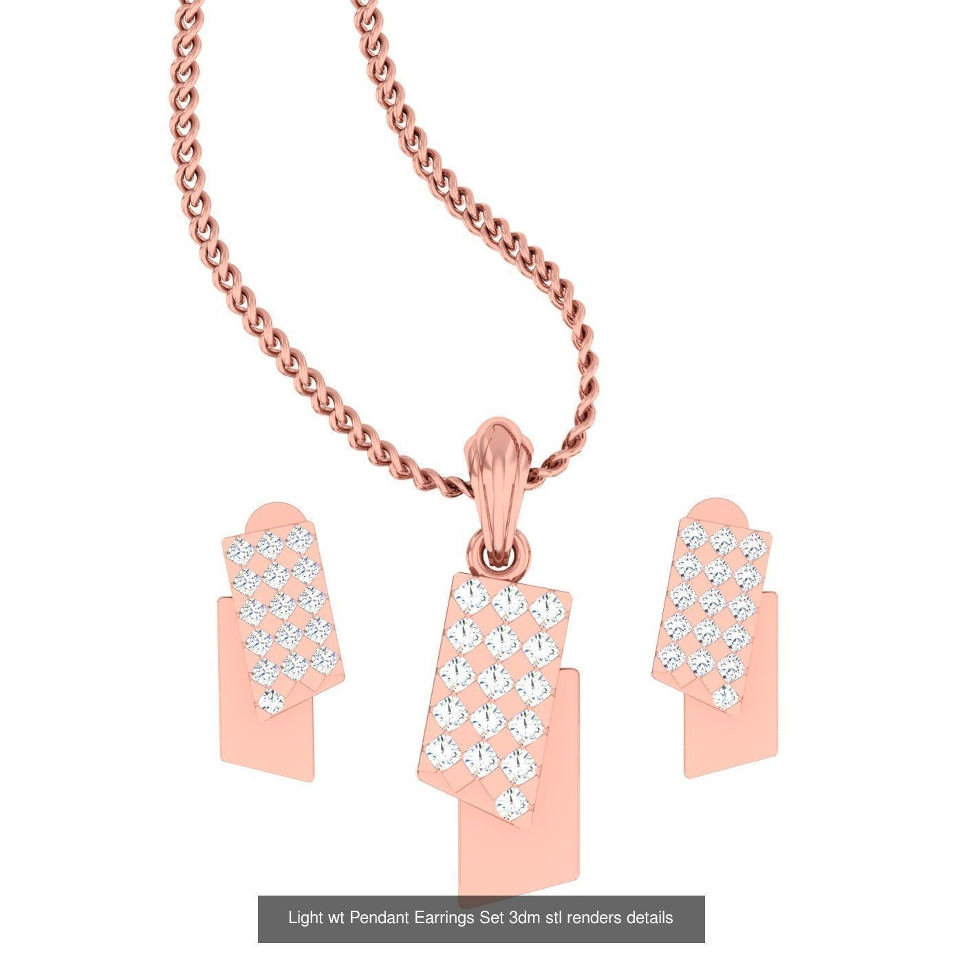 70 Light wt Pendant Earrings Set 3dm stl renders details  3D Model Collection_25