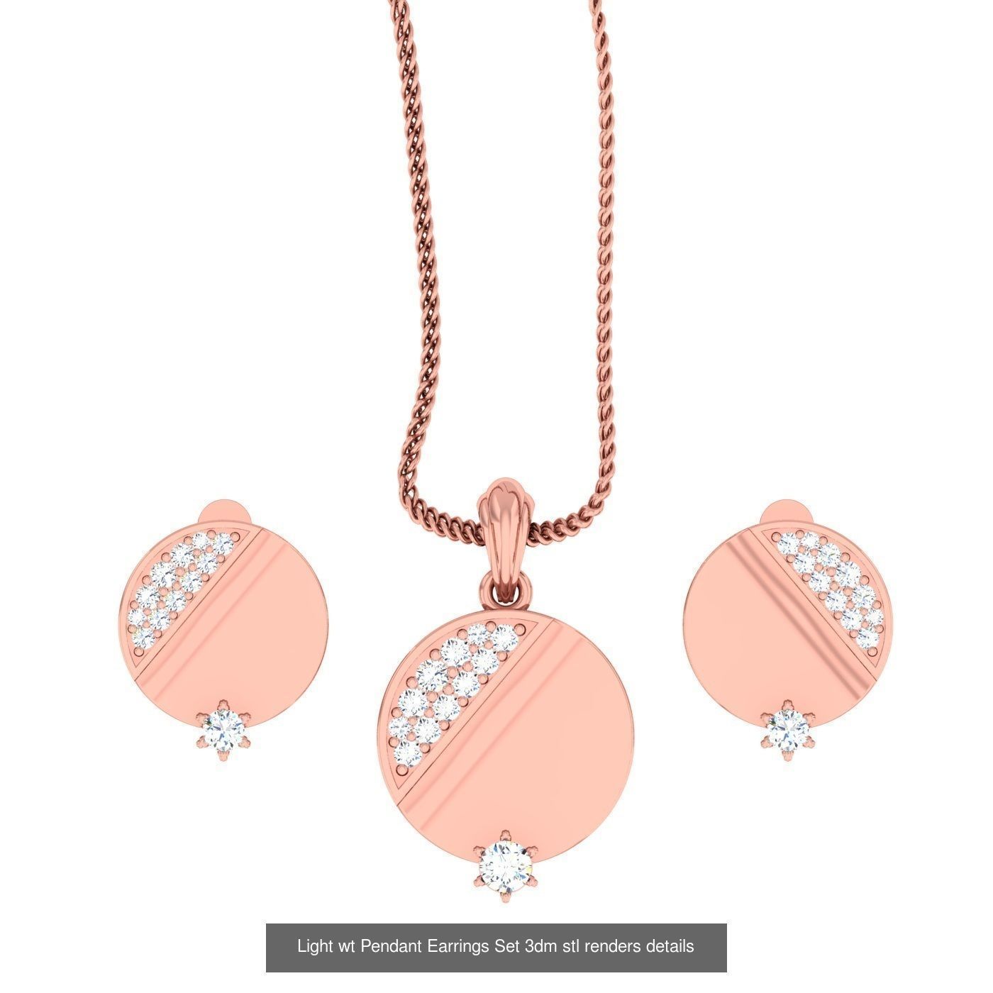 70 Light wt Pendant Earrings Set 3dm stl renders details  3D Model Collection_23