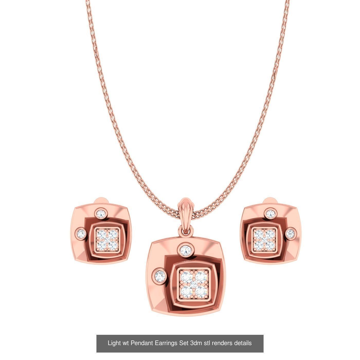 70 Light wt Pendant Earrings Set 3dm stl renders details  3D Model Collection_34