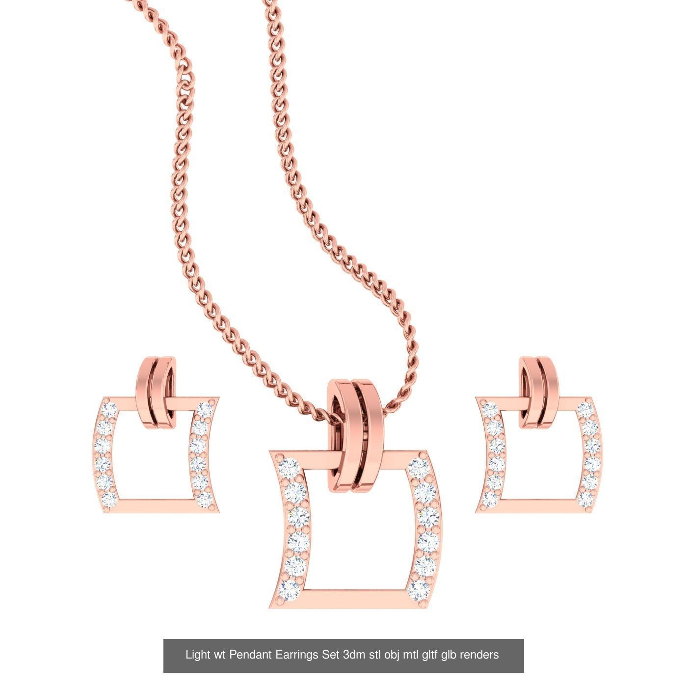 70 Light wt Pendant Earrings Set 3dm stl renders details  3D Model Collection_38