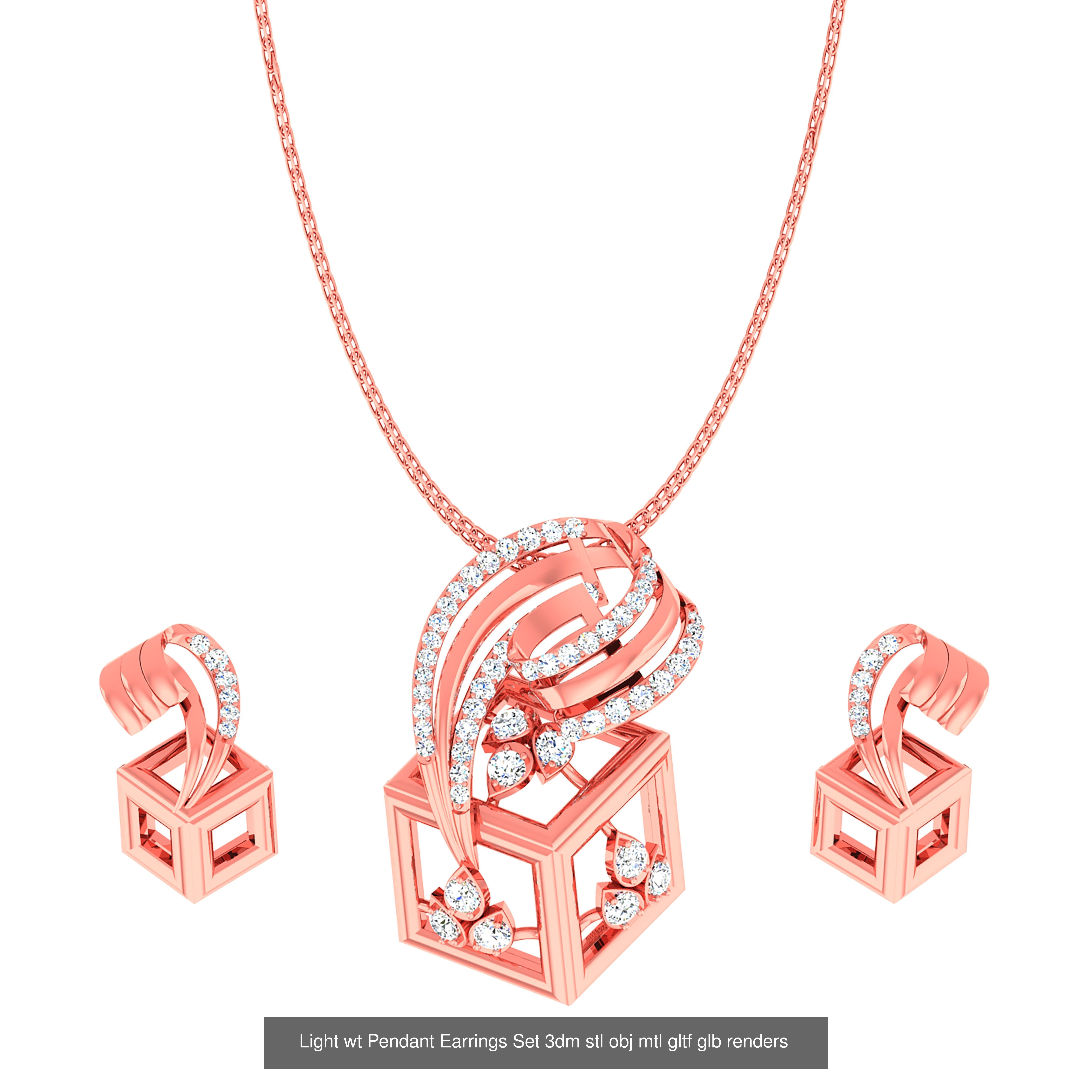 70 Light wt Pendant Earrings Set 3dm stl renders details  3D Model Collection_67