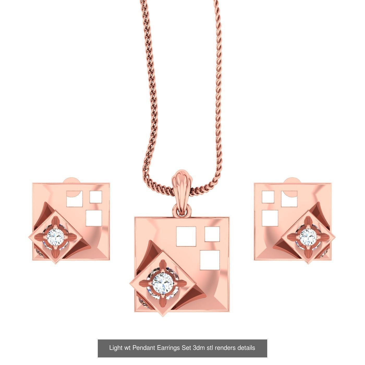 70 Light wt Pendant Earrings Set 3dm stl renders details  3D Model Collection_5