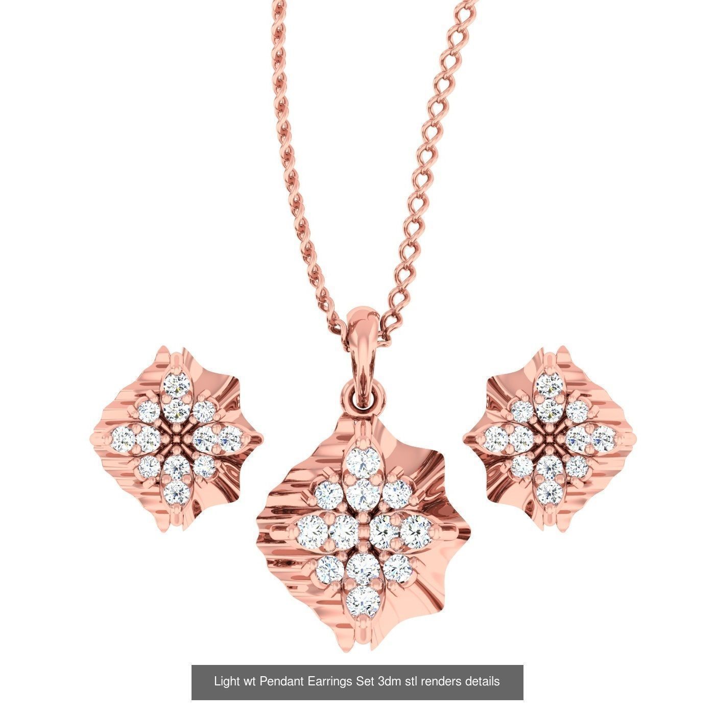 70 Light wt Pendant Earrings Set 3dm stl renders details  3D Model Collection_12