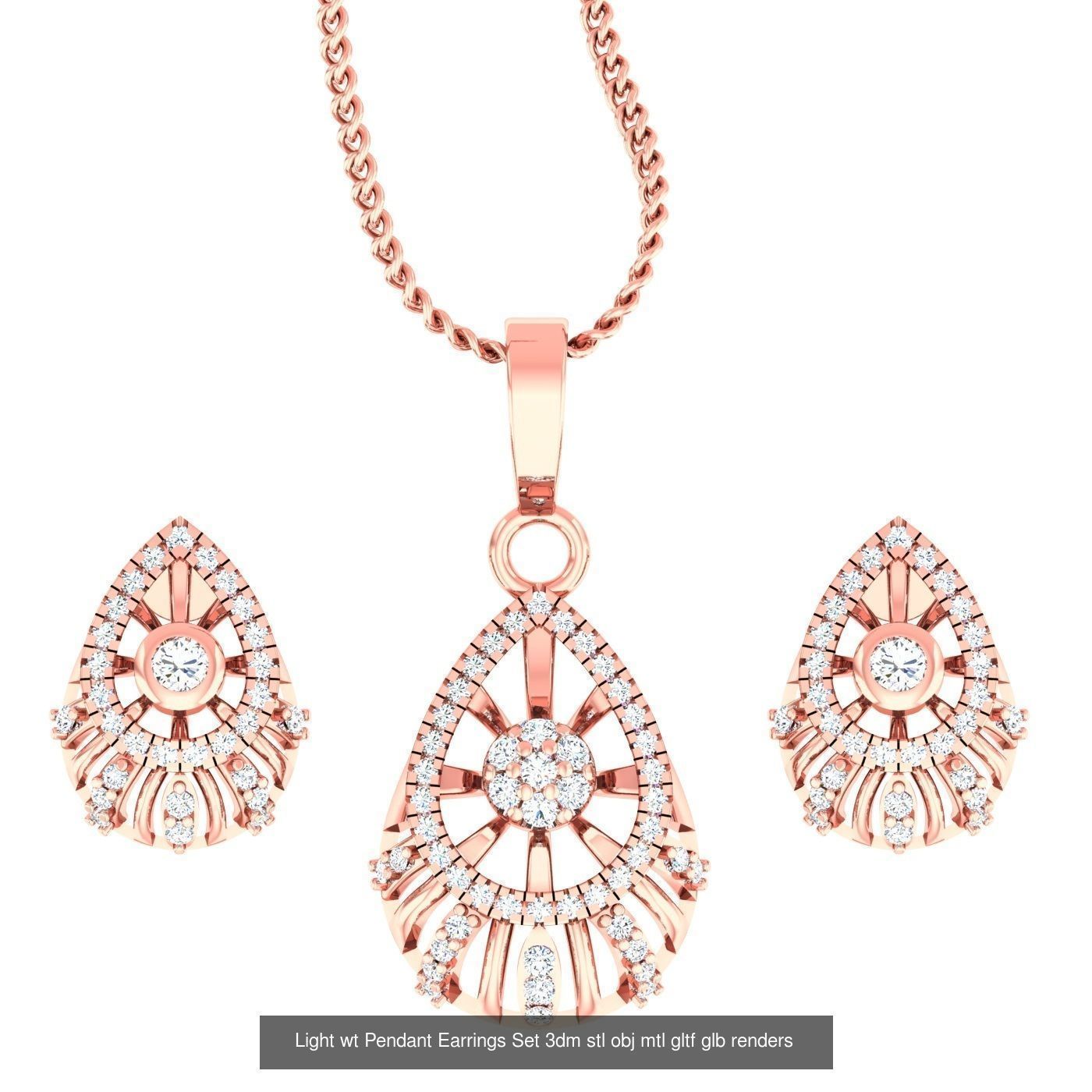 70 Light wt Pendant Earrings Set 3dm stl renders details  3D Model Collection_27