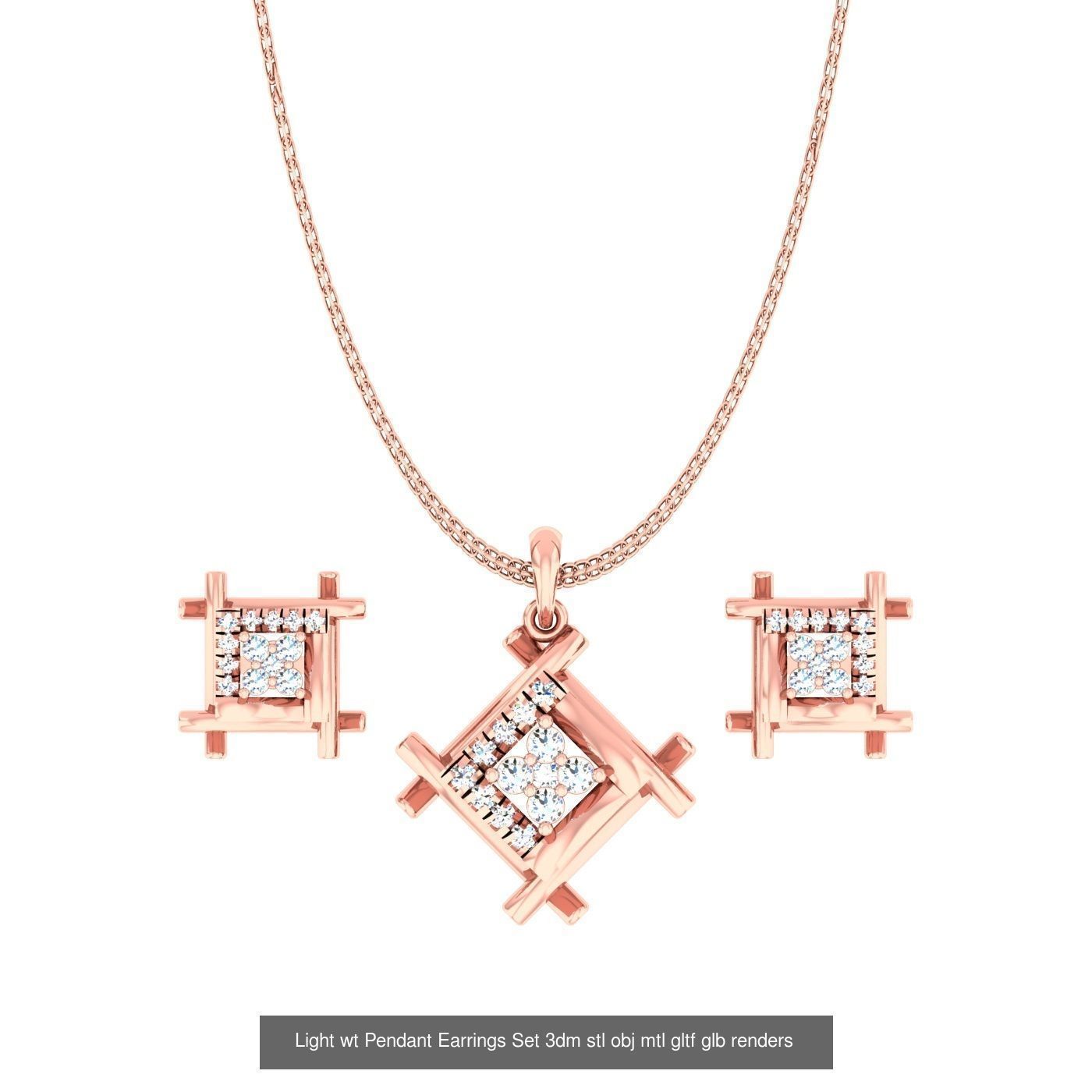 70 Light wt Pendant Earrings Set 3dm stl renders details  3D Model Collection_53