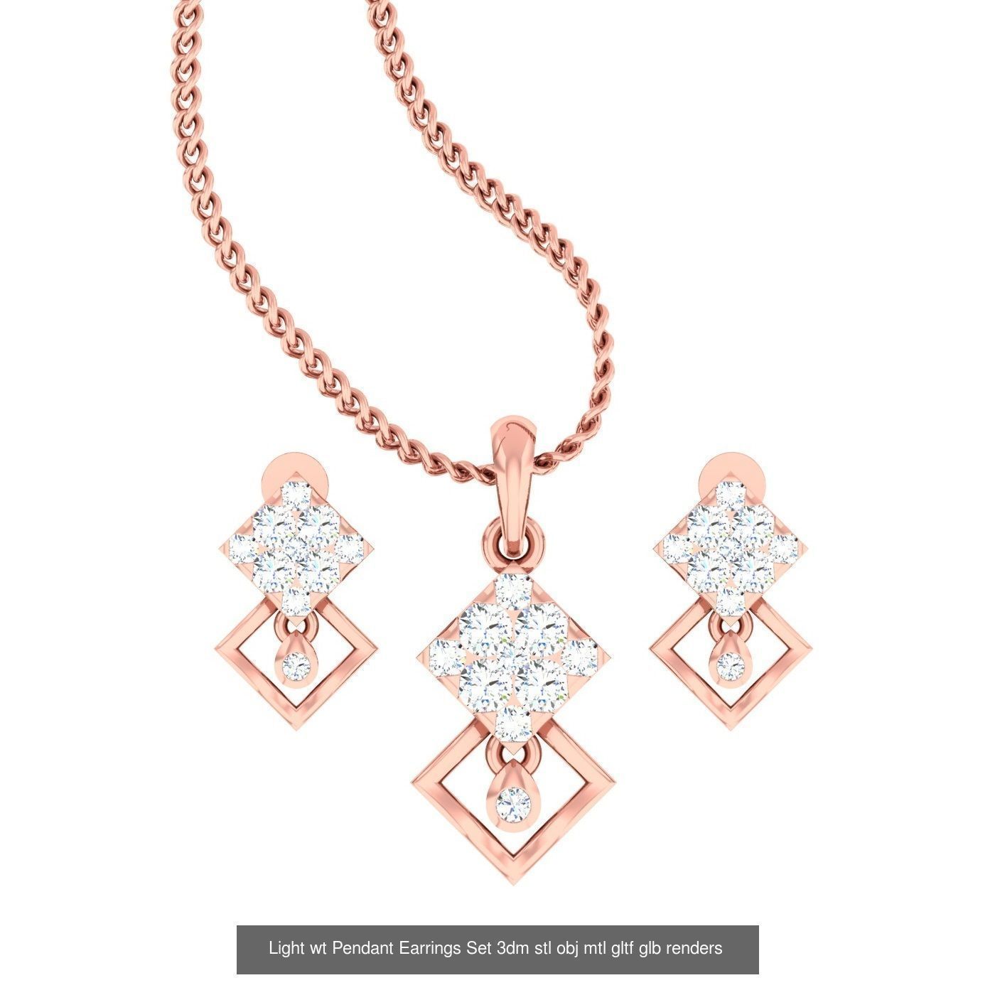 70 Light wt Pendant Earrings Set 3dm stl renders details  3D Model Collection_35