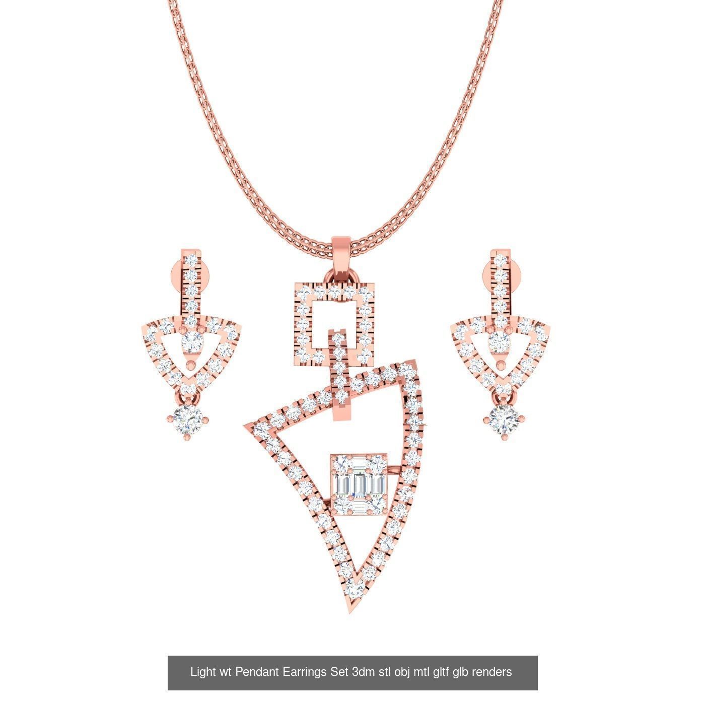 70 Light wt Pendant Earrings Set 3dm stl renders details  3D Model Collection_64